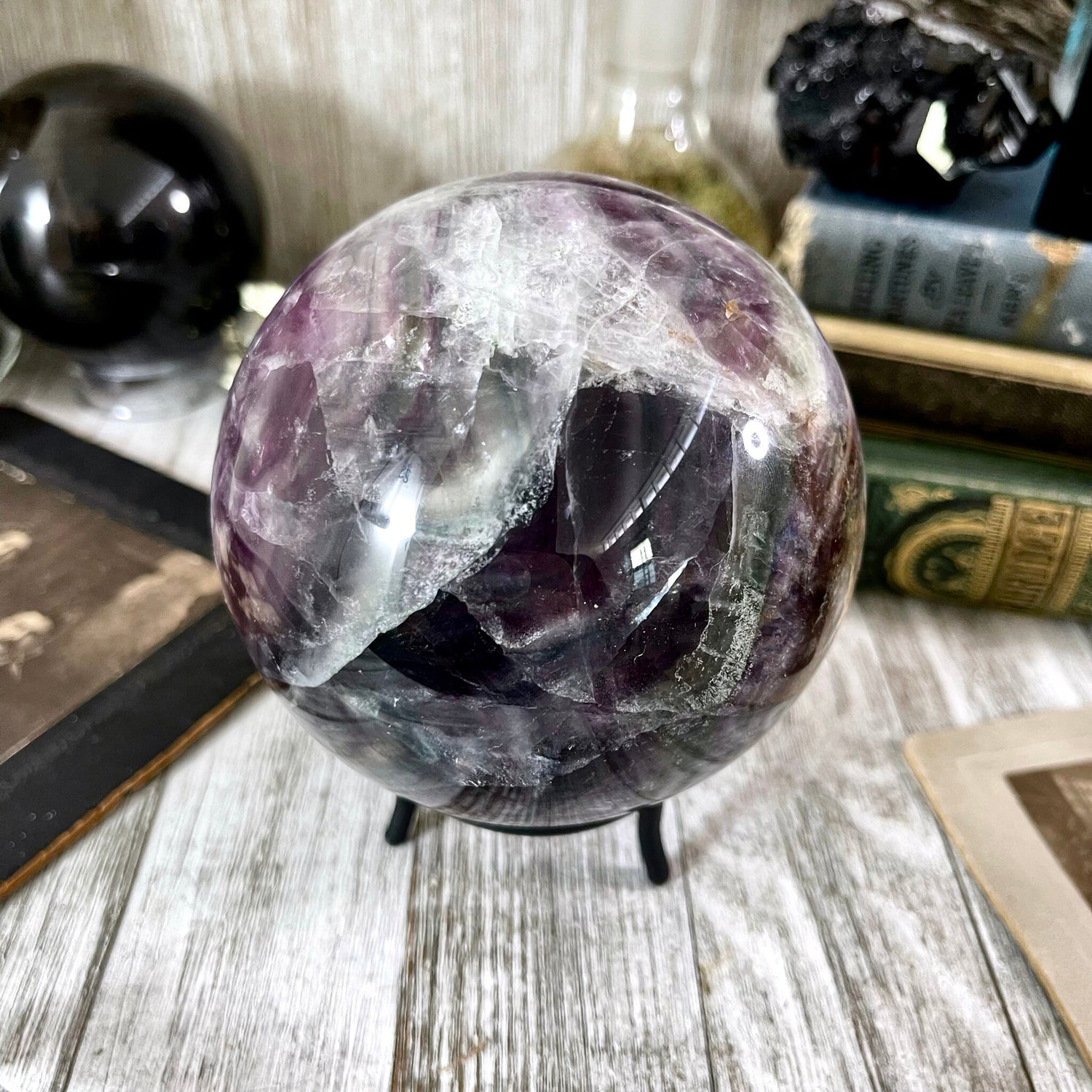 Purple and Green Fluorite Crystal Ball / FoxlarkCrystals