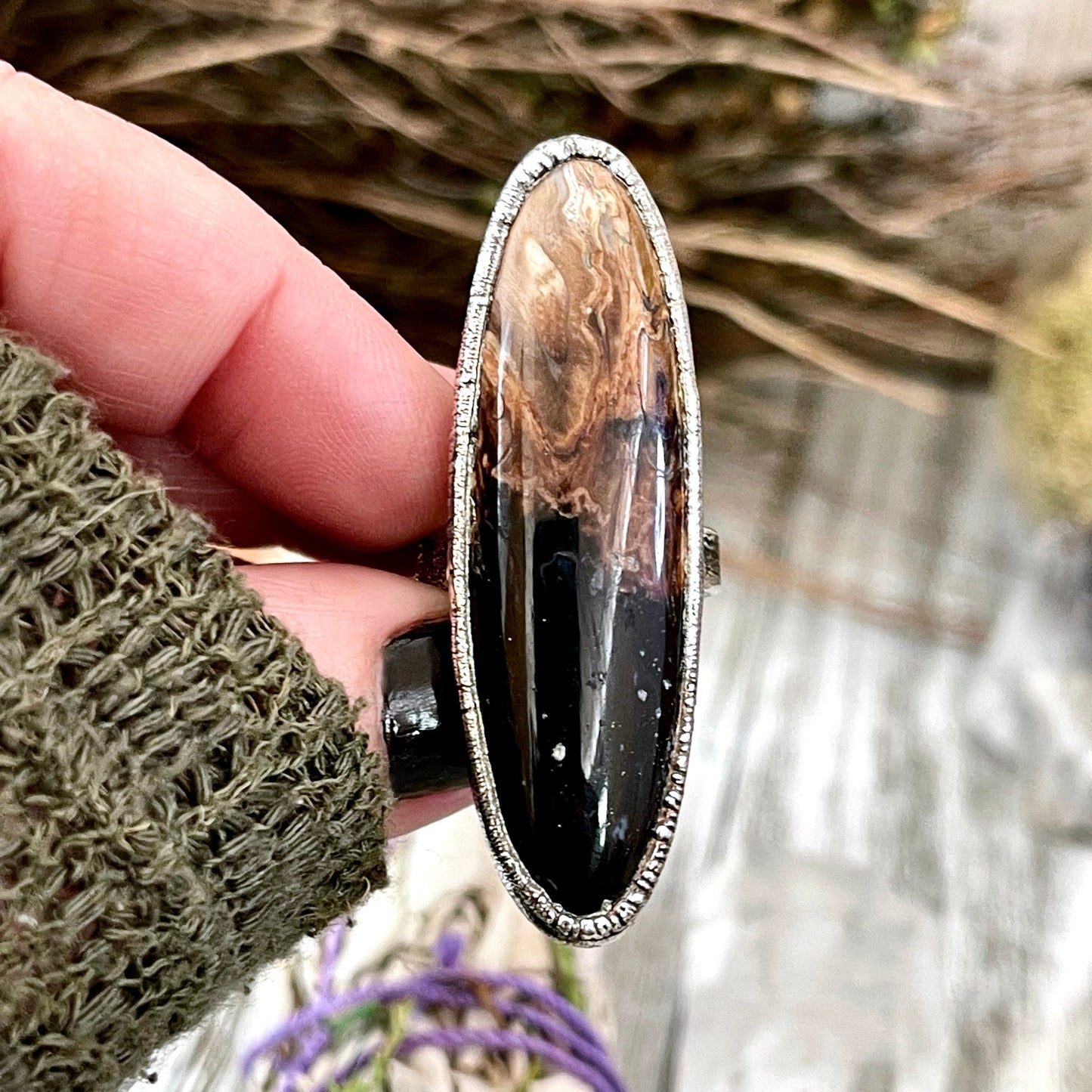Big Bold Jewelry, Big Crystal Ring, Big Silver Ring, Big Stone Ring, Etsy ID: 1414525689, Fossilized Palm Root, FOXLARK- RINGS, Jewelry, Large Boho Ring, Large Crystal Ring, Large Stone Ring, Natural stone ring, Rings, silver crystal ring, Silver Stone Je