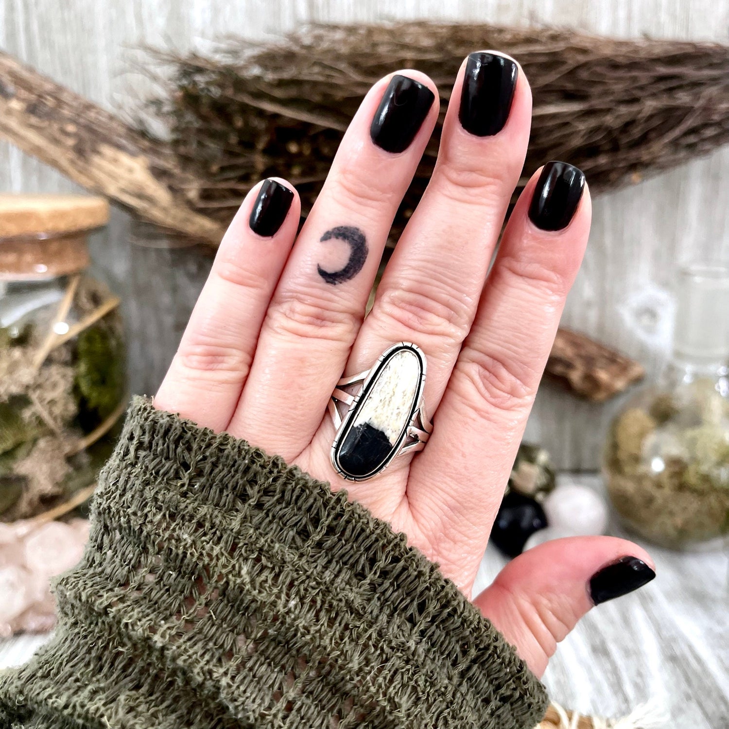 Size 10.5 Stunning White Buffalo Statement Ring Set in Sterling Silver / Curated by FOXLARK Collection