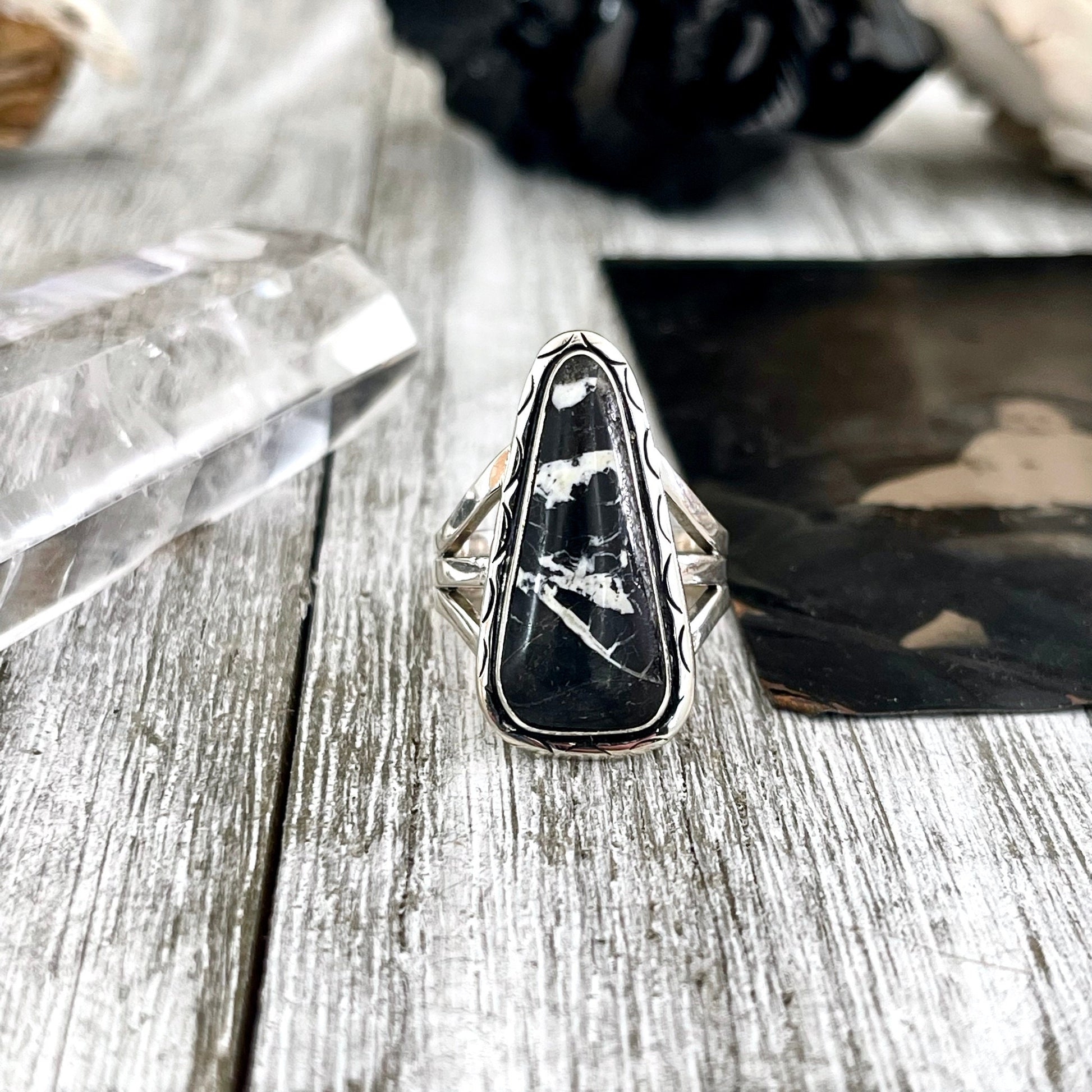 Size 6 Stunning White Buffalo Statement Ring Set in Sterling Silver / Curated by FOXLARK Collection - Foxlark Crystal Jewelry