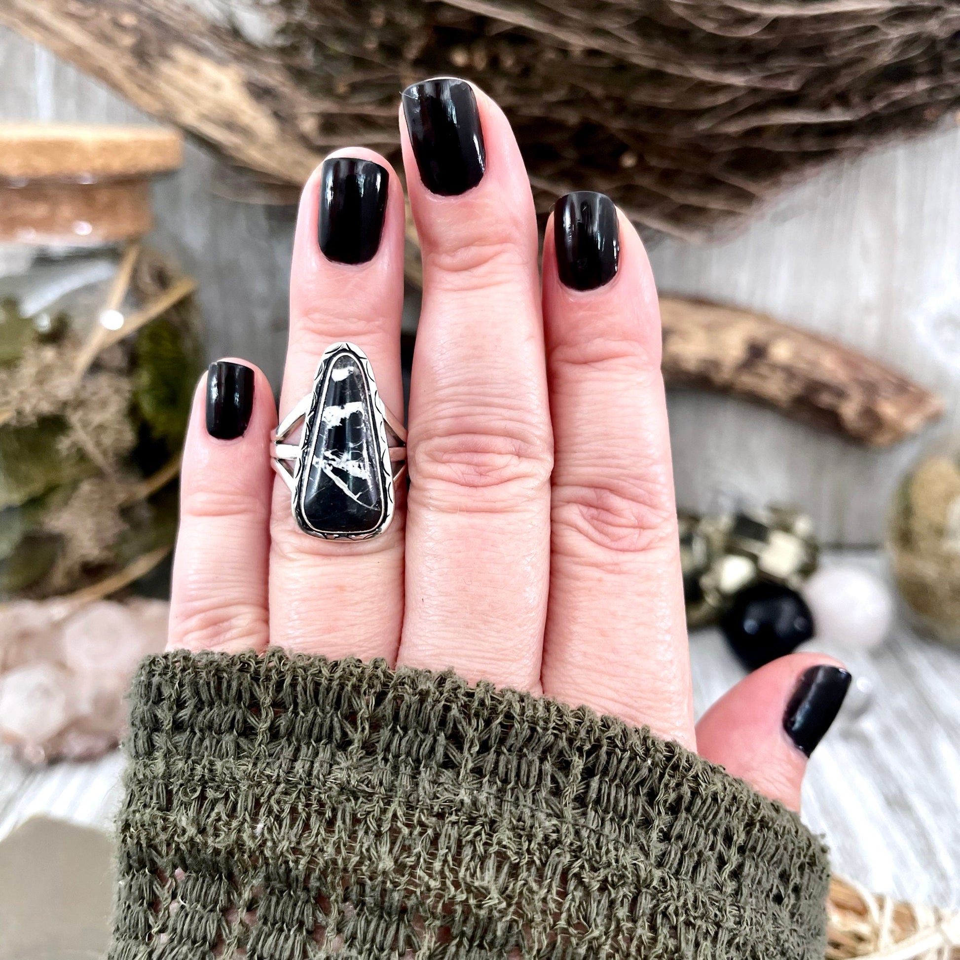 Size 6 Stunning White Buffalo Statement Ring Set in Sterling Silver / Curated by FOXLARK Collection - Foxlark Crystal Jewelry