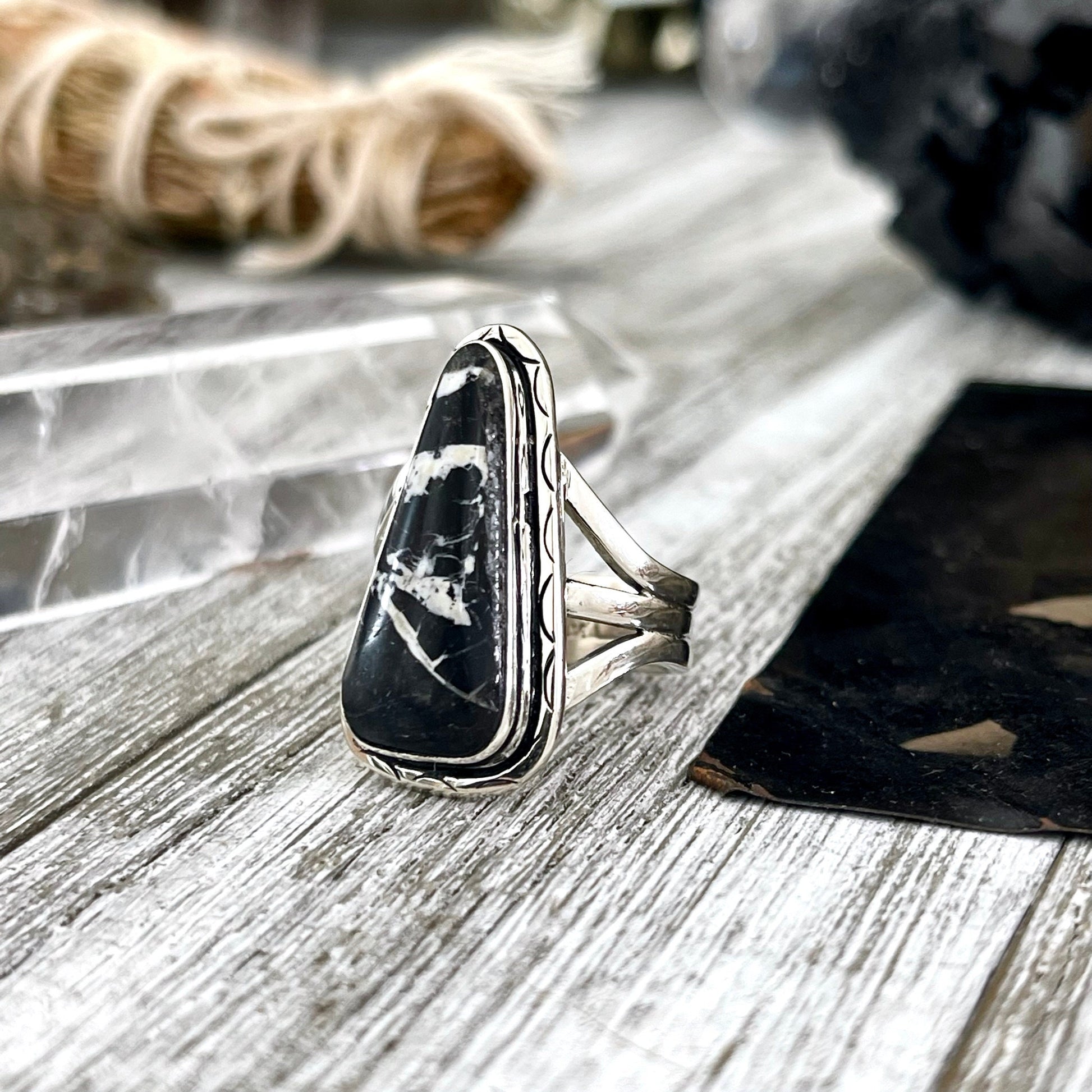Size 6 Stunning White Buffalo Statement Ring Set in Sterling Silver / Curated by FOXLARK Collection - Foxlark Crystal Jewelry