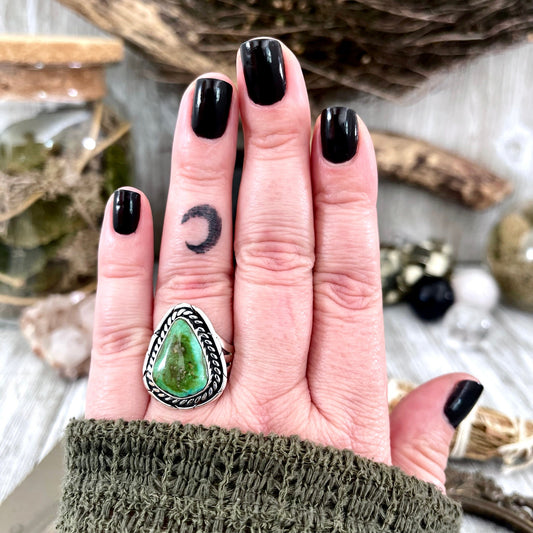 Size 9 Sonora Gold Turquoise Statement Ring Set in Sterling Silver / Curated by FOXLARK Collection