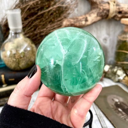 Large Green Fluorite Crystal Ball / FoxlarkCrystals.