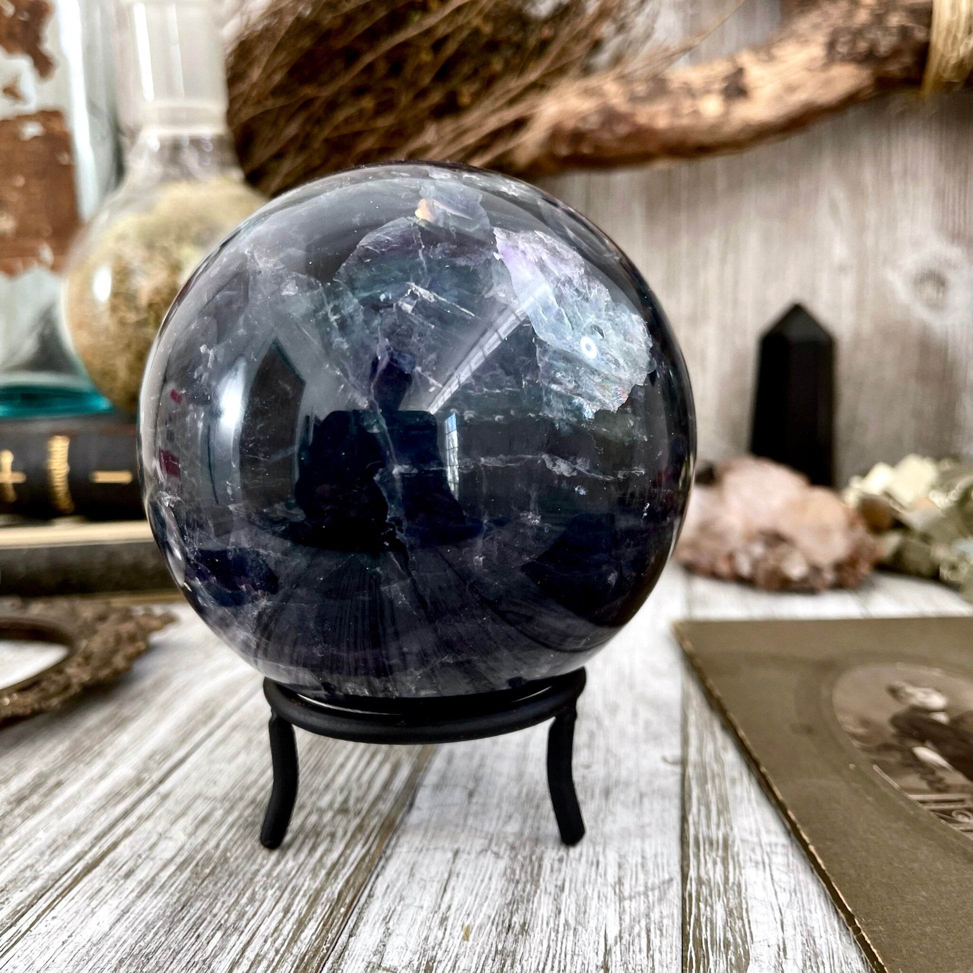 Purple and Green Fluorite Crystal Ball / FoxlarkCrystals - Foxlark Crystal Jewelry