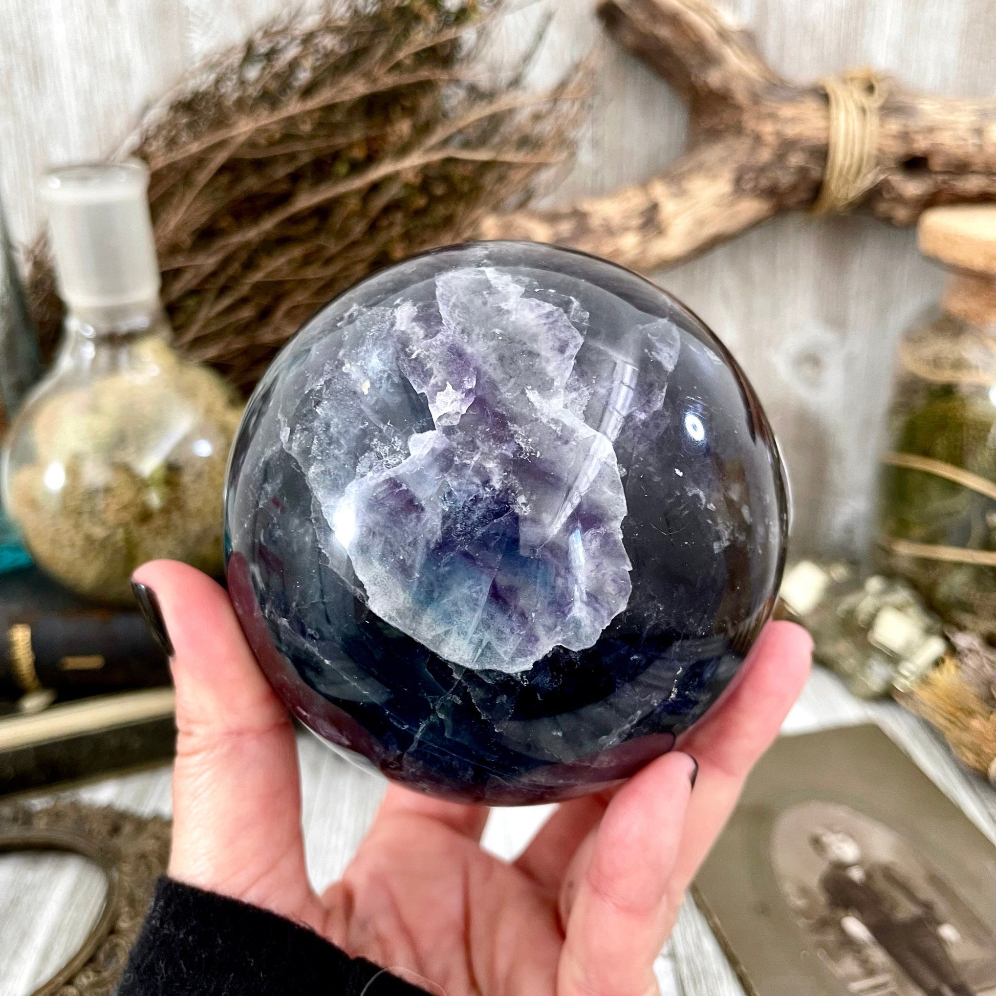 Purple and Green Fluorite Crystal Ball / FoxlarkCrystals - Foxlark Crystal Jewelry