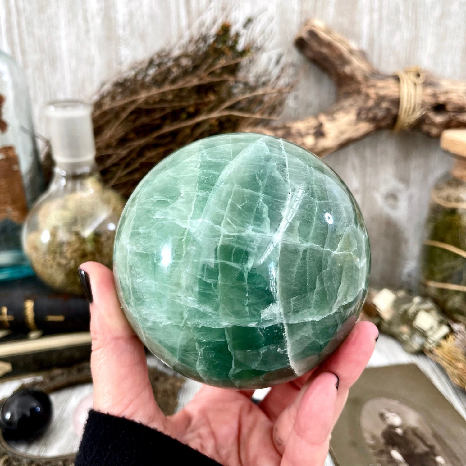 Large Green Fluorite Crystal Ball / FoxlarkCrystals