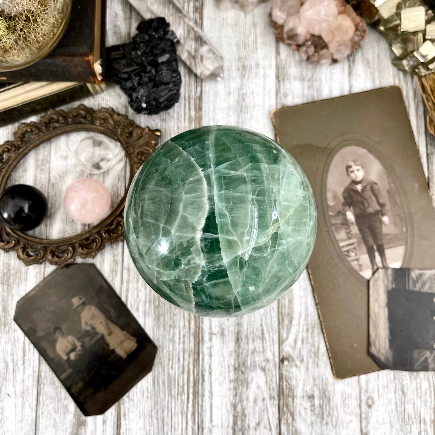 Large Green Fluorite Crystal Ball / FoxlarkCrystals