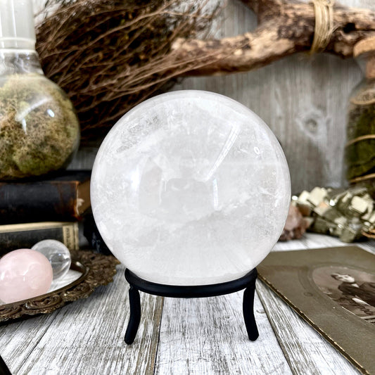 Large Clear Quartz Crystal Ball with Rainbows / FoxlarkCrystals