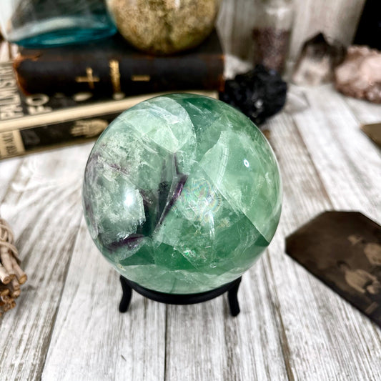 Large Green Fluorite Crystal Ball / FoxlarkCrystals