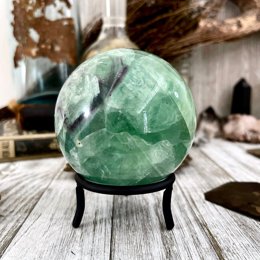 Large Green Fluorite Crystal Ball / FoxlarkCrystals