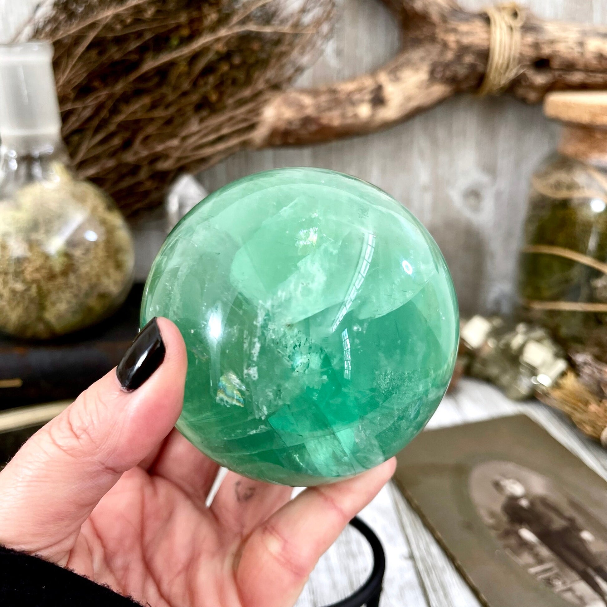 Large Green Fluorite Crystal Ball / FoxlarkCrystals - Foxlark Crystal Jewelry