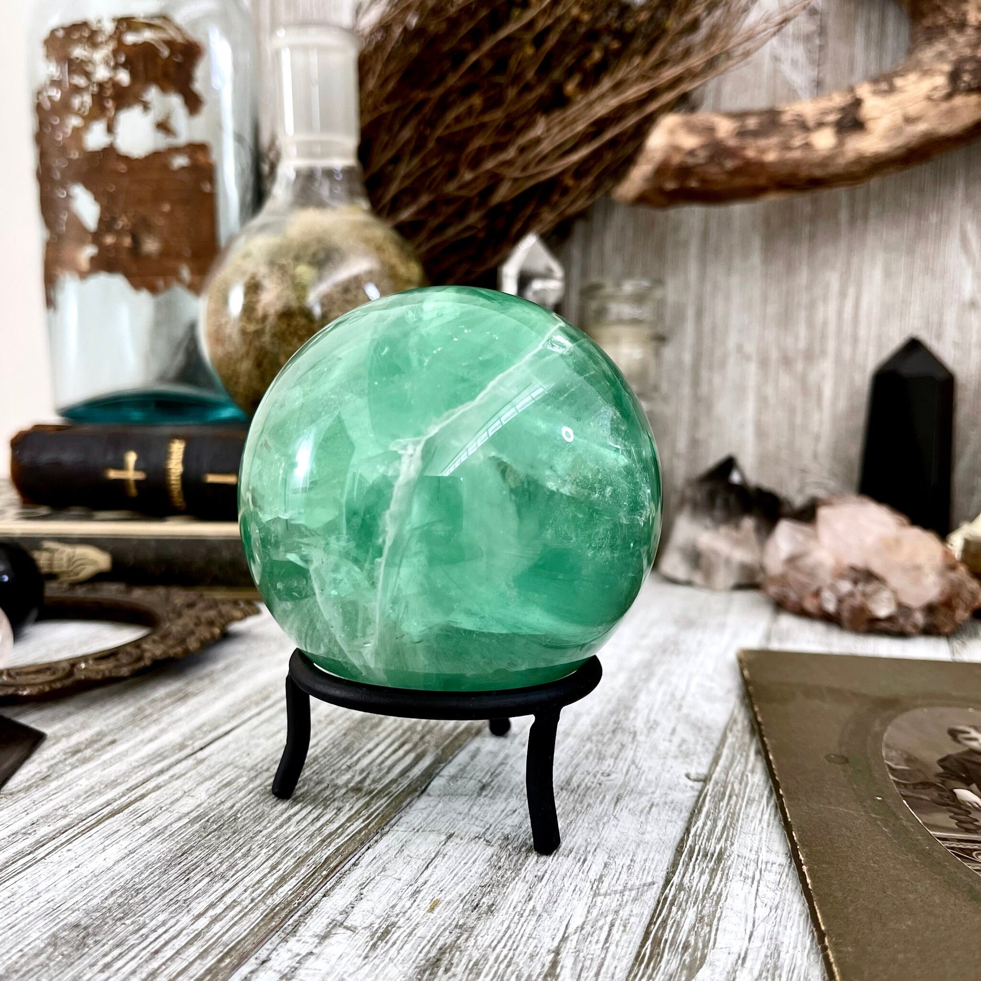 Large Green Fluorite Crystal Ball / FoxlarkCrystals - Foxlark Crystal Jewelry