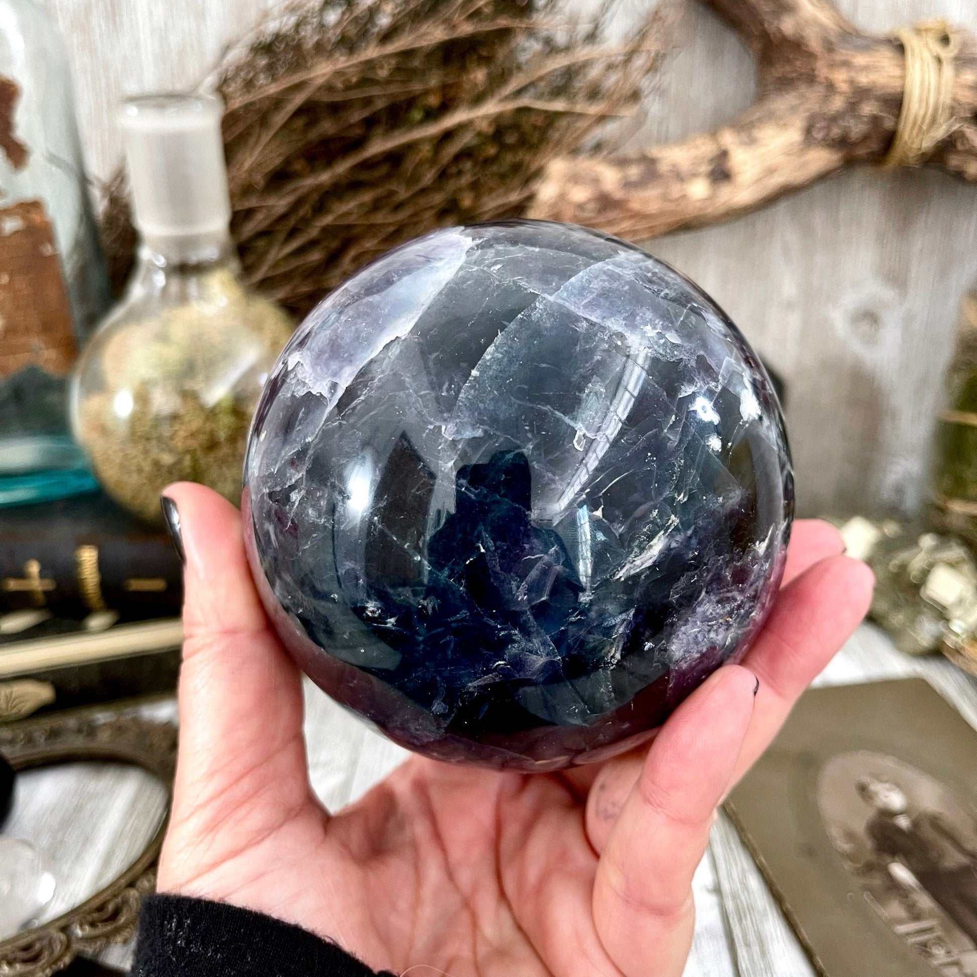 Purple and Green Fluorite Crystal Ball / FoxlarkCrystals - Foxlark Crystal Jewelry