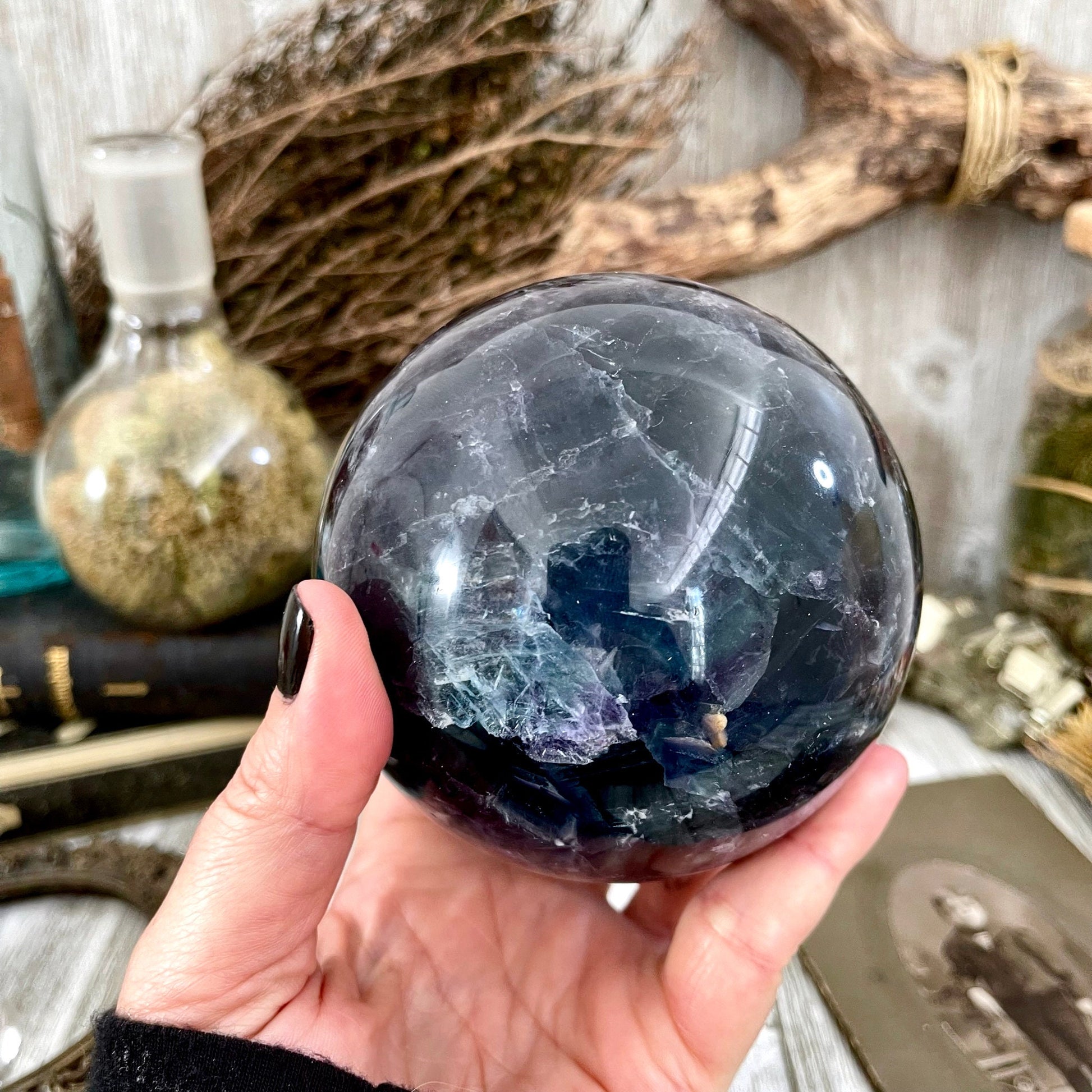 Purple and Green Fluorite Crystal Ball / FoxlarkCrystals - Foxlark Crystal Jewelry