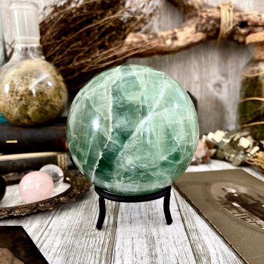 Large Green Fluorite Crystal Ball / FoxlarkCrystals