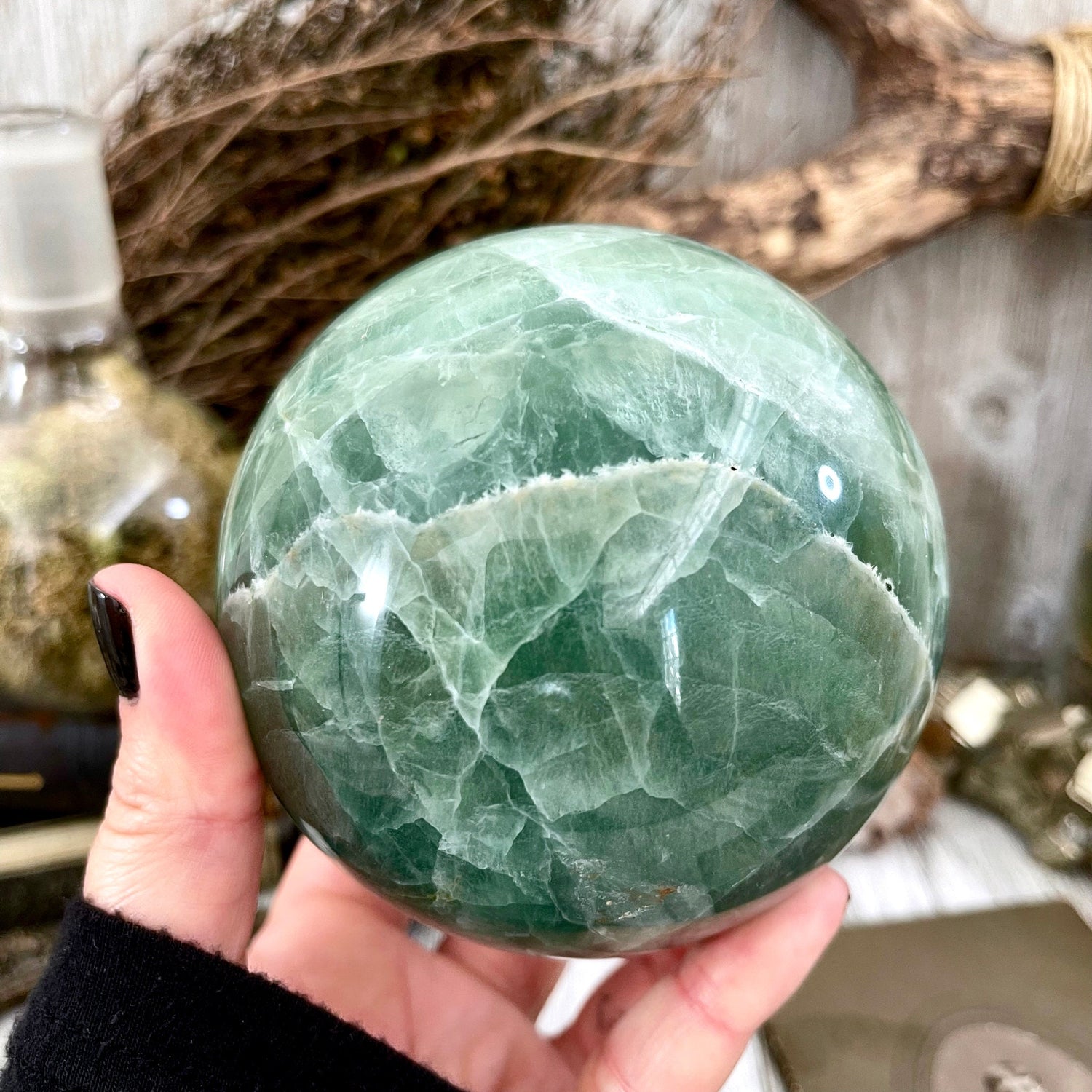 Large Green Fluorite Crystal Ball / FoxlarkCrystals