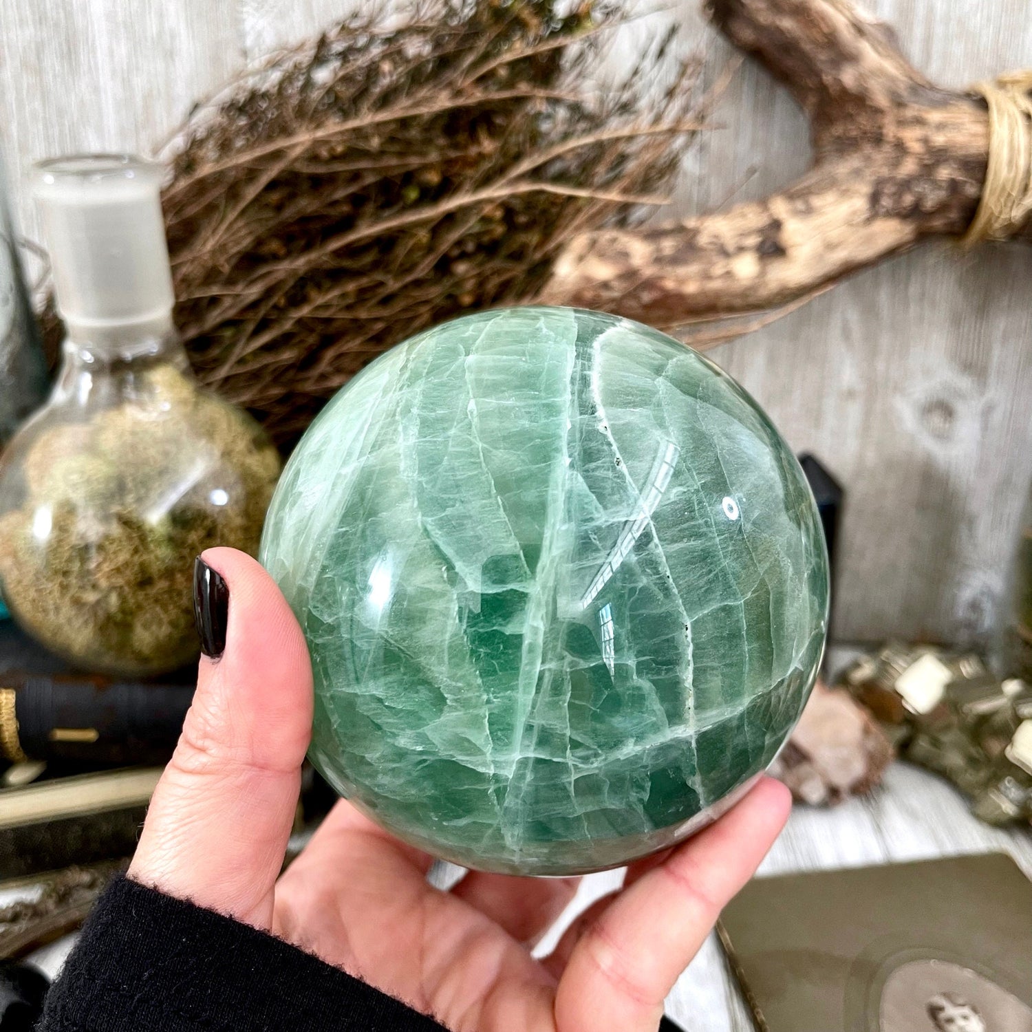 Large Green Fluorite Crystal Ball / FoxlarkCrystals