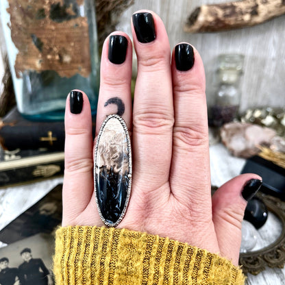 Big Bold Jewelry, Big Crystal Ring, Big Silver Ring, Big Stone Ring, Etsy ID: 1437377764, Fossilized Palm Root, FOXLARK- RINGS, Jewelry, Large Boho Ring, Large Crystal Ring, Large Stone Ring, Natural stone ring, Rings, silver crystal ring, Silver Stone Je