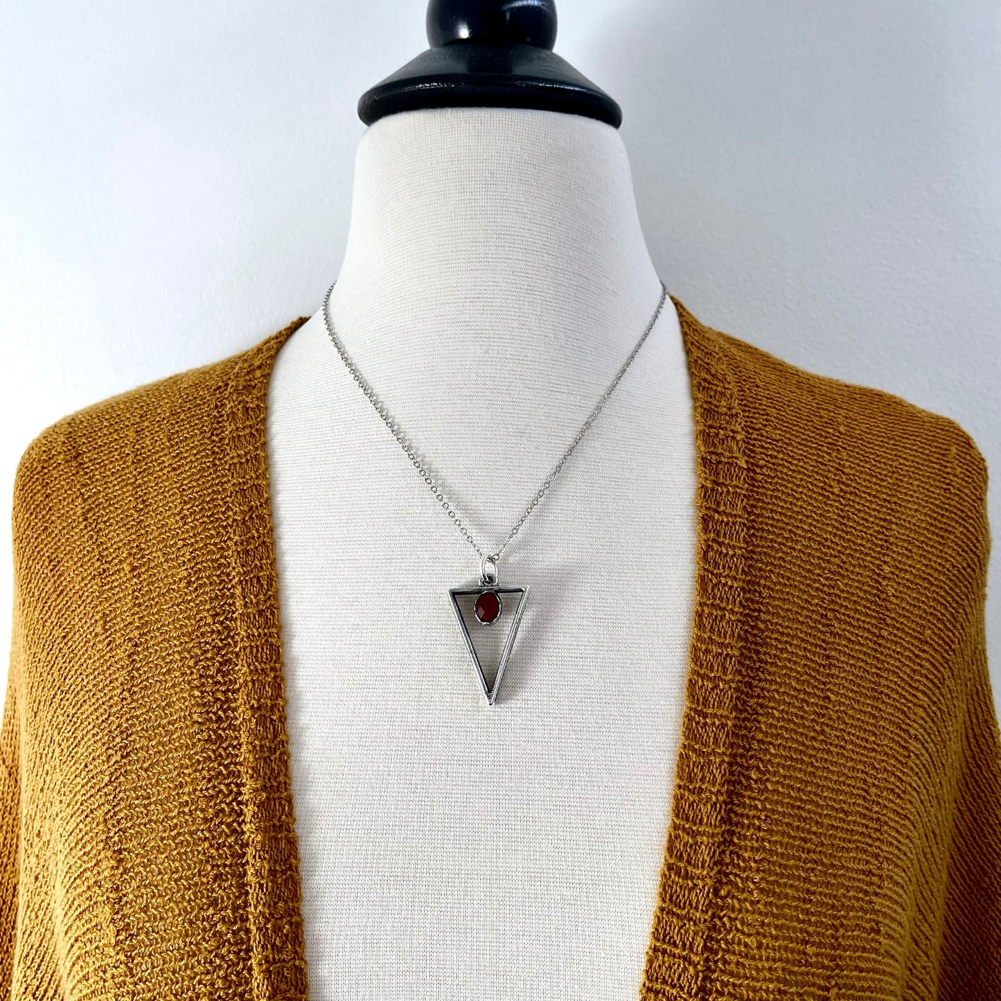 Triangular Carnelian Crystal Necklace Pendant in Fine Silver / Foxlark Collection - One of a Kind - Foxlark Crystal Jewelry