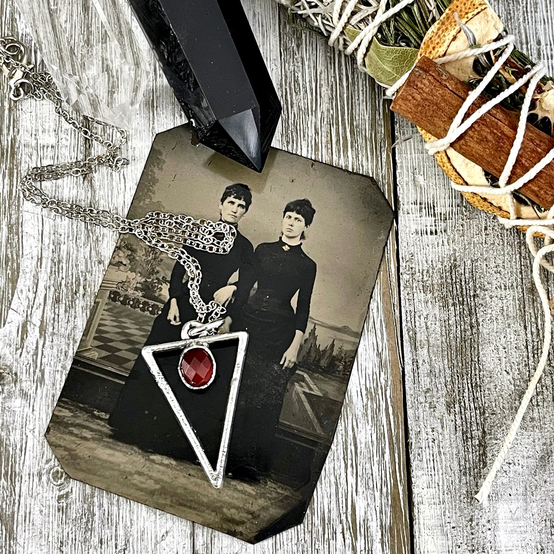 Triangular Carnelian Crystal Necklace Pendant in Fine Silver / Foxlark Collection - One of a Kind - Foxlark Crystal Jewelry
