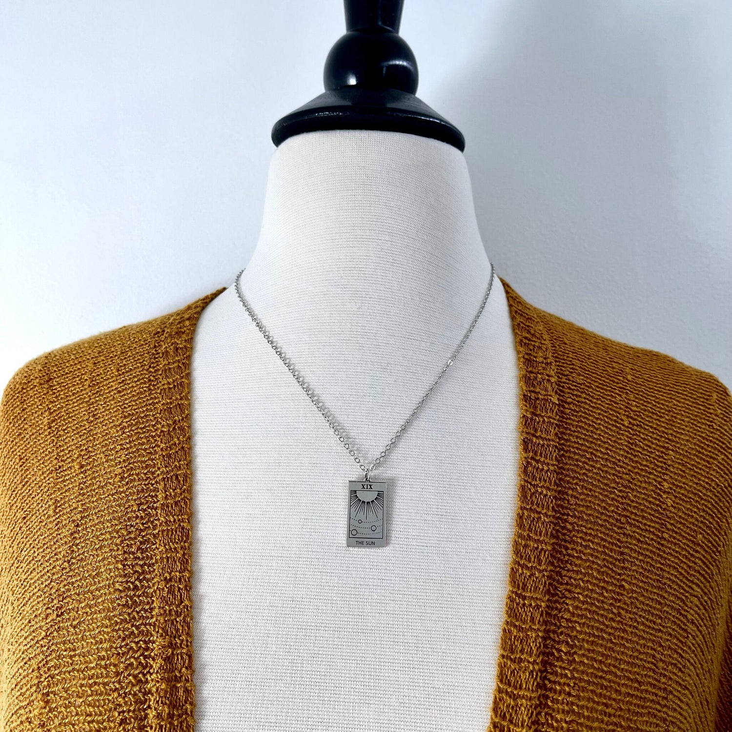 Tiny Talisman Collection - Sterling Silver The Sun Tarot Card Necklace 24x14mm / Curated by Foxlark Collection