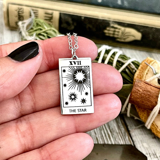 Tiny Talisman Collection - Sterling Silver The Star Tarot Card Necklace 24x14mm / Curated by Foxlark Collection