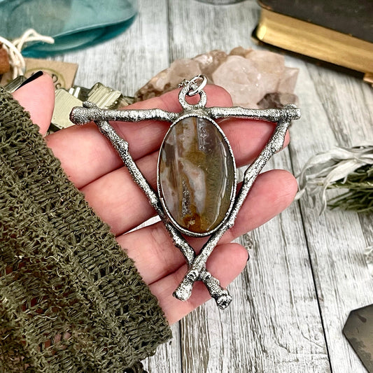 Sticks & Stones Necklace Fancy Moss Agate Pendant /