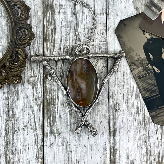 Sticks & Stones Necklace Fancy Moss Agate Pendant /