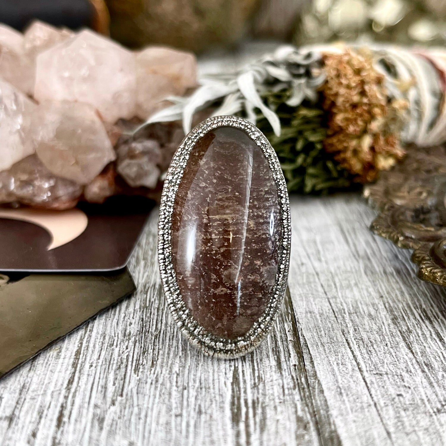 Size 6 Big Garden Quartz Crystal Statement Ring in Fine Silver / Foxlark Collection - One of a Kind // Bohemian Stone Jewelry