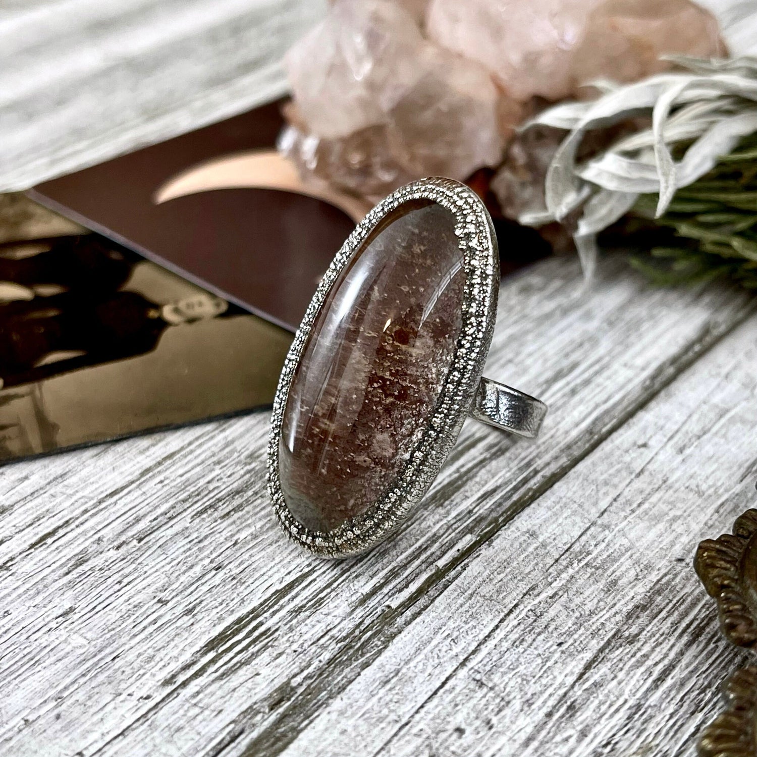Size 6 Big Garden Quartz Crystal Statement Ring in Fine Silver / Foxlark Collection - One of a Kind // Bohemian Stone Jewelry