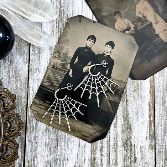 Earrings, Etsy ID: 1548104272, Gift for Woman, Gothic Jewelry, Halloween Jewelry, Hoop Earrings, Jewelry, silver hoops, Spider Jewelry, Spider Web, Spooky Jewelry, Sterling silver, Stud Earrings, Talisman Jewelry, Witchy Earrings