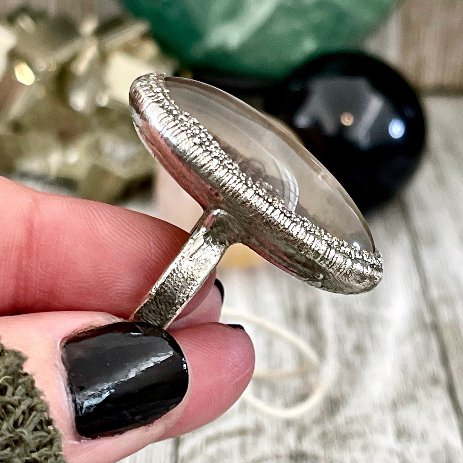 Size 6 Big Garden Quartz Crystal Statement Ring in Fine Silver / Foxlark Collection - One of a Kind // Bohemian Stone Jewelry