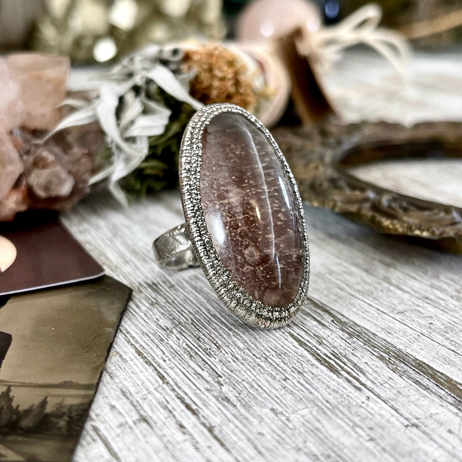 Size 6 Big Garden Quartz Crystal Statement Ring in Fine Silver / Foxlark Collection - One of a Kind // Bohemian Stone Jewelry