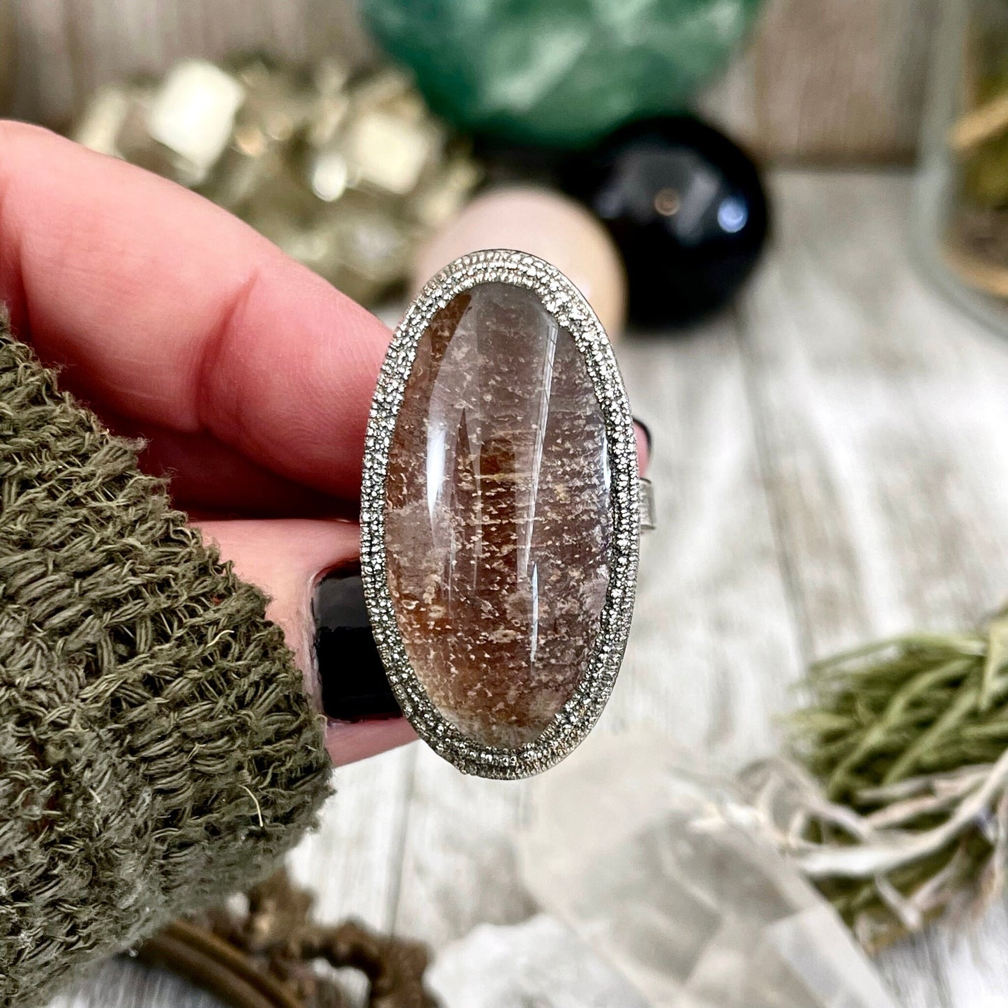 Size 6 Big Garden Quartz Crystal Statement Ring in Fine Silver / Foxlark Collection - One of a Kind // Bohemian Stone Jewelry