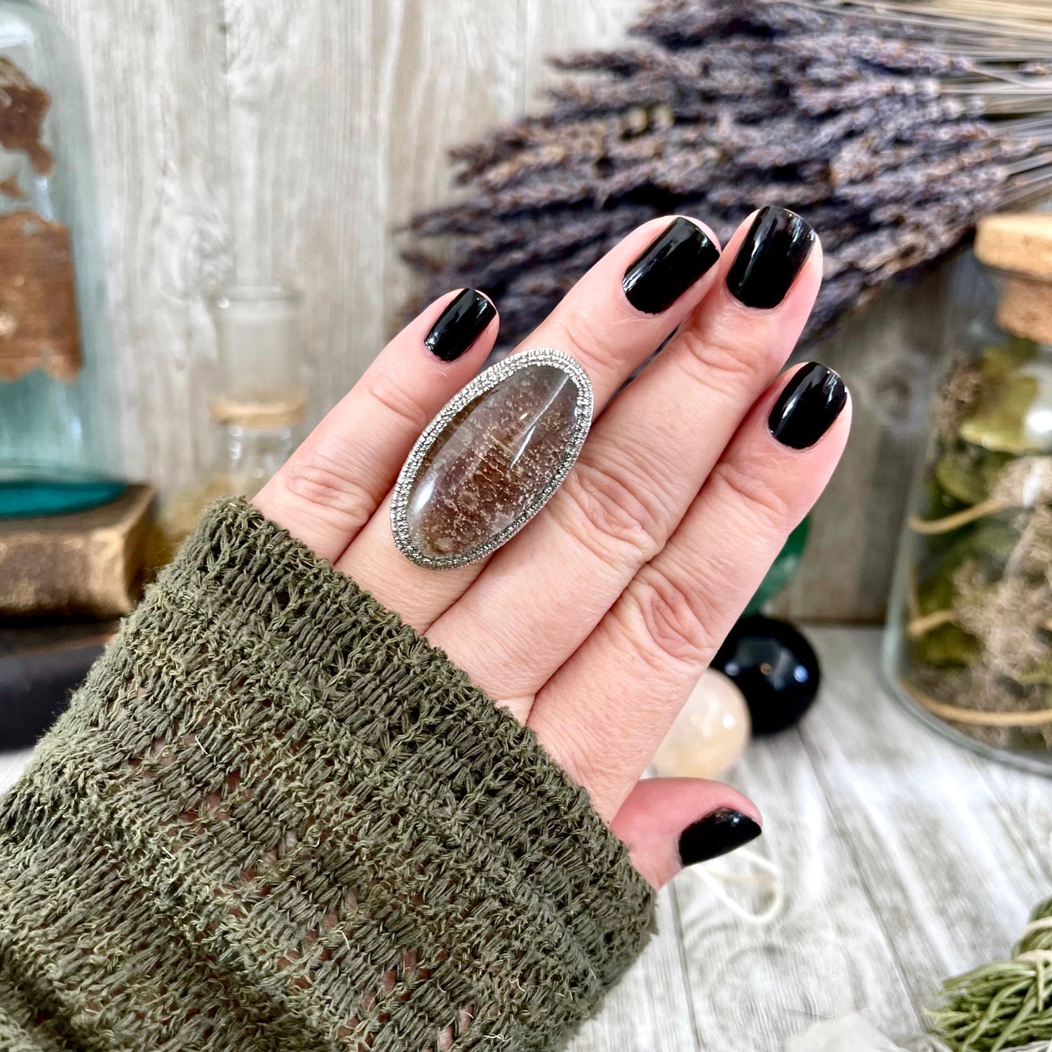 Size 6 Big Garden Quartz Crystal Statement Ring in Fine Silver / Foxlark Collection - One of a Kind // Bohemian Stone Jewelry
