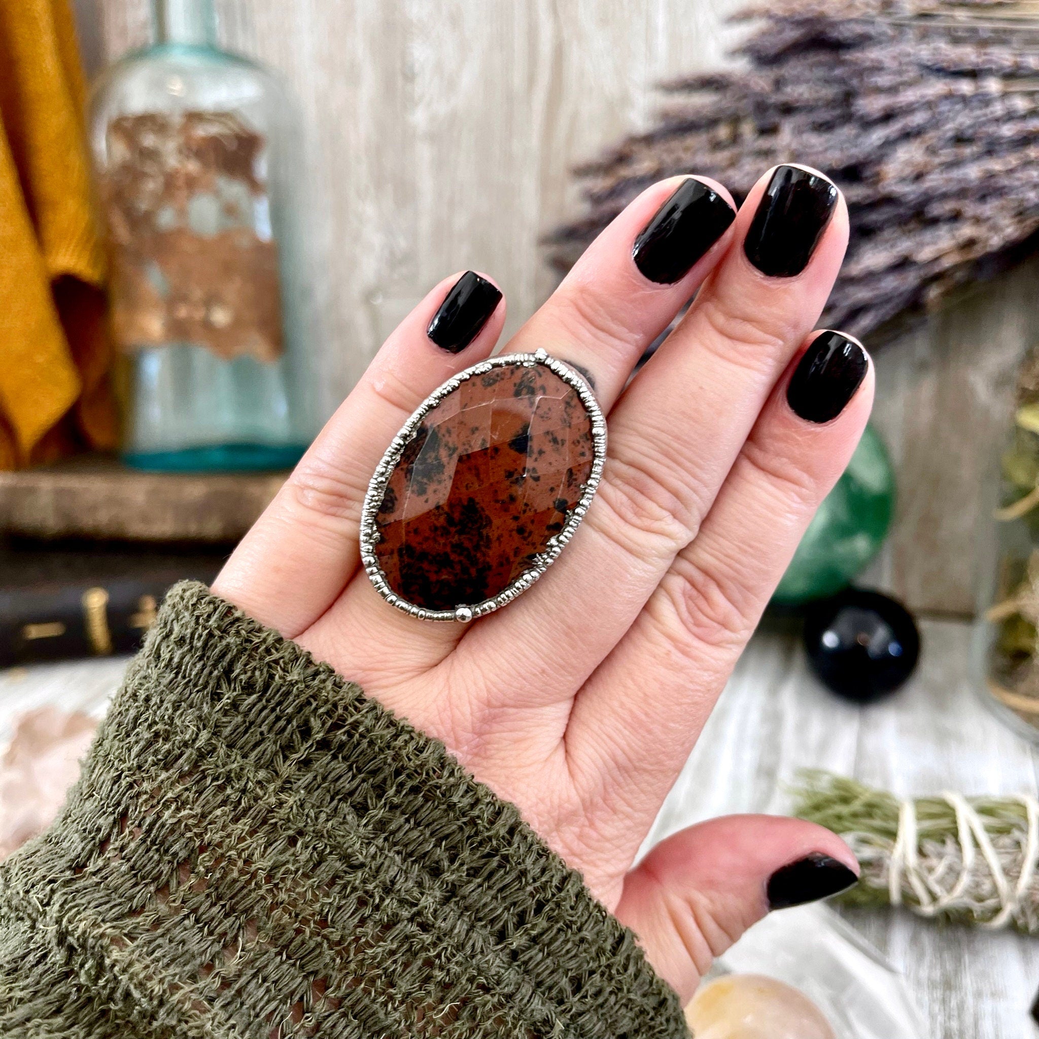 Mahogany Obsidian Ring – Outrage Jewellers