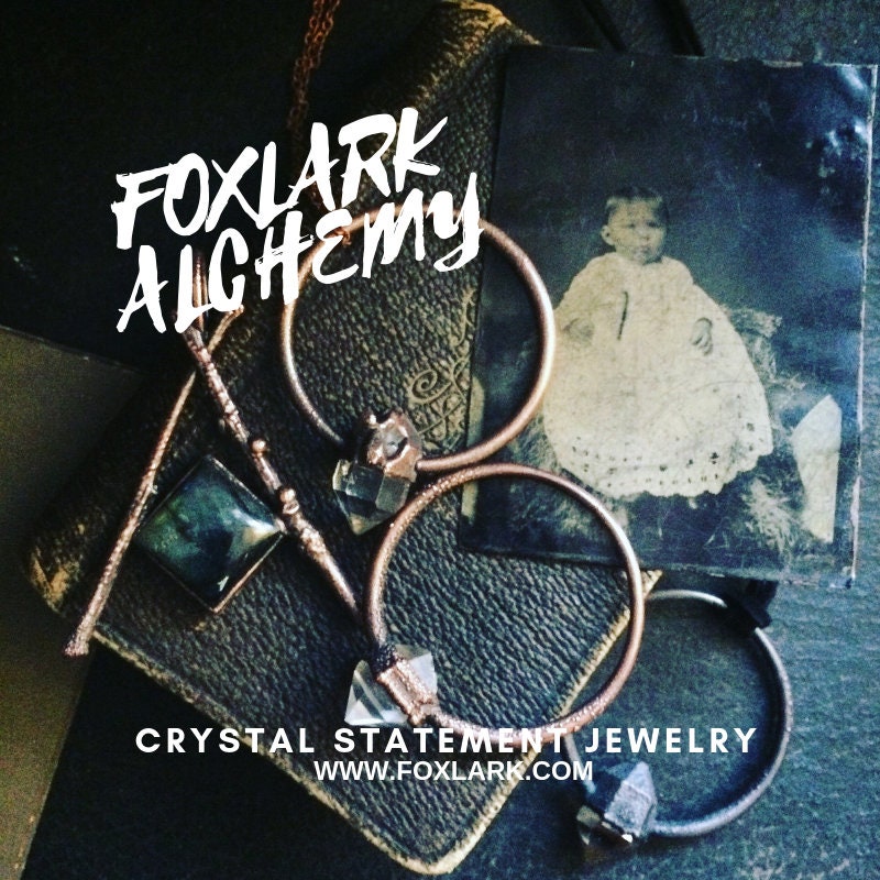 Clear Quartz Jewelry, Crystal Necklaces, Crystal Wand, Crystal Wizard Wand, electroformed, Etsy ID: 1587040348, FOXLARK- NECKLACES, Gothic Jewelry, Halloween Jewelry, Jewelry, Necklaces, Raw Amethyst, Raw Crystal Jewelry, Raw Crystal Necklace, Raw Quartz