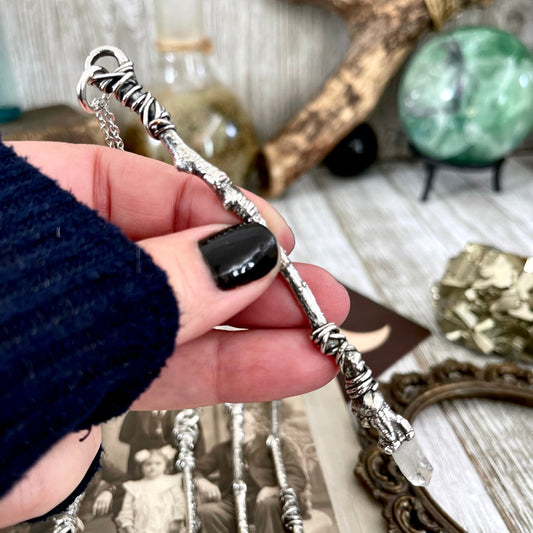 Clear Quartz Jewelry, Crystal Necklaces, Crystal Wand, Crystal Wizard Wand, electroformed, Etsy ID: 1558537088, FOXLARK- NECKLACES, Gothic Jewelry, Halloween Jewelry, Jewelry, Necklaces, Raw Crystal Jewelry, Raw Crystal Necklace, Raw Quartz Necklace, Whol
