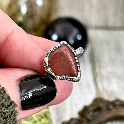 Natural Red Jasper Small Stone Ring in Fine Silver Size 5 6 7 8 9 10 / Foxlark Collection