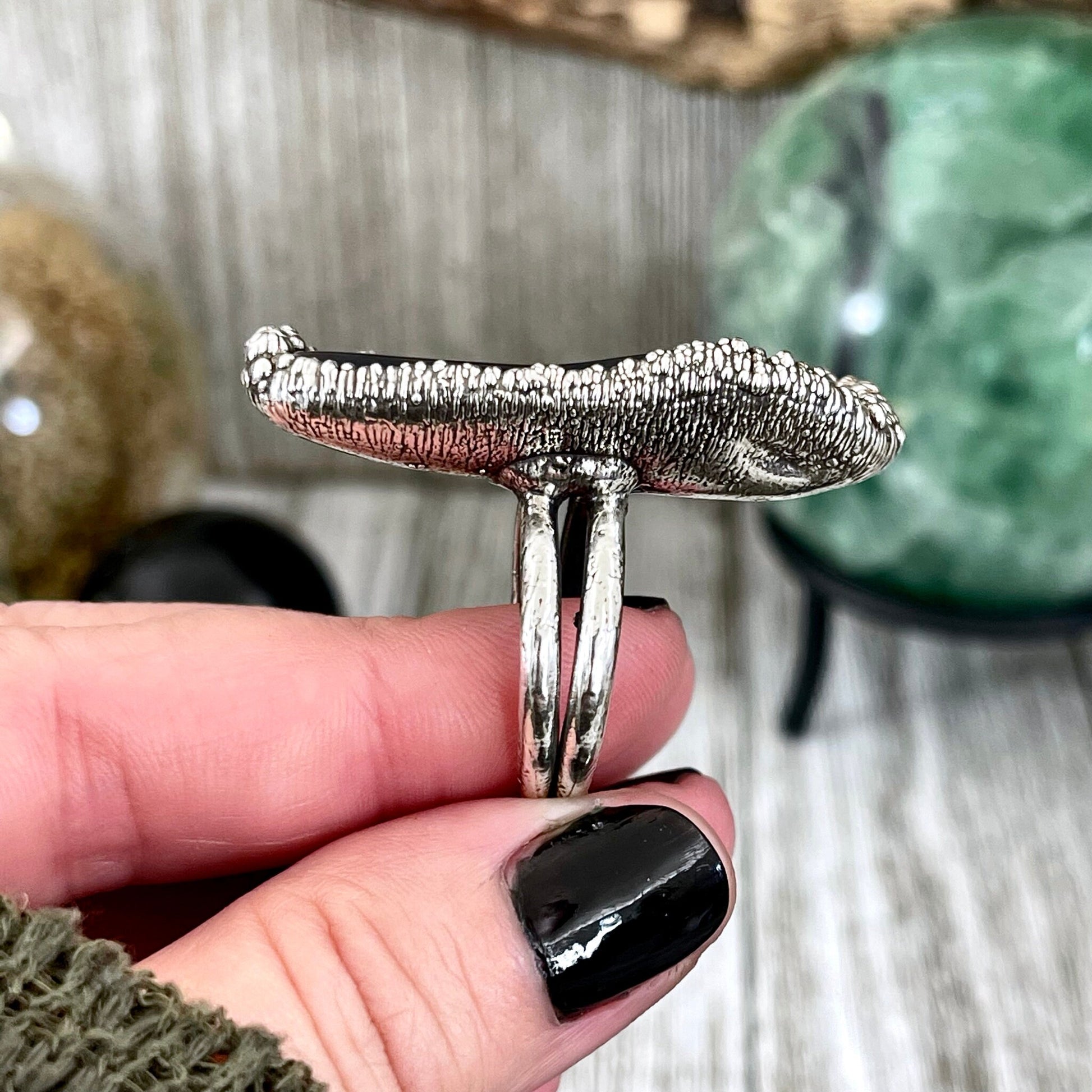 Size 10 Blue Tigers Eye Large Crystal Statement Ring in Fine Silver / Foxlark Collection - One of a Kind - Foxlark Crystal Jewelry