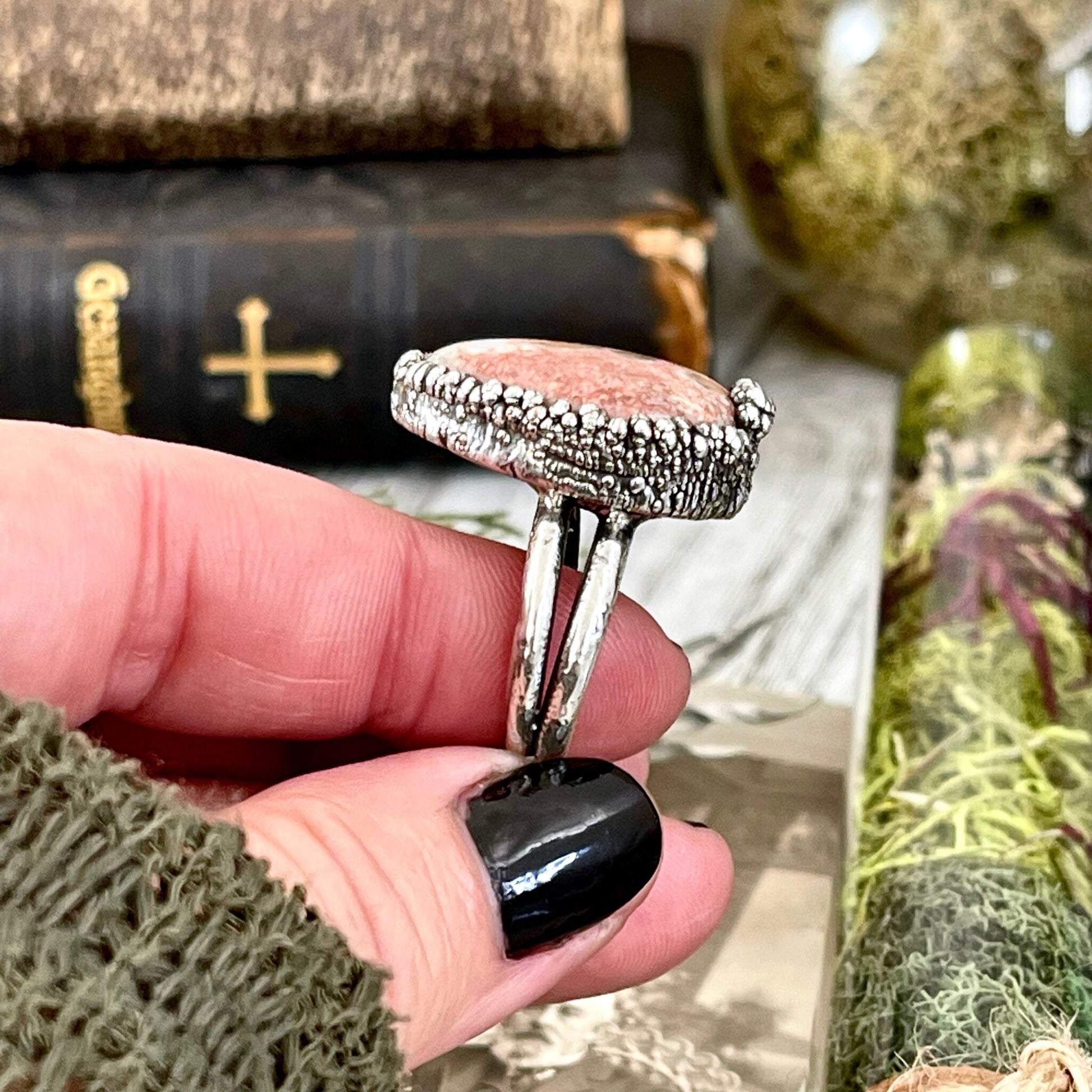 Size 8 Mexican Fire Opal Crystal Ring in Fine Silver / Foxlark Collection - One of a Kind - Foxlark Crystal Jewelry