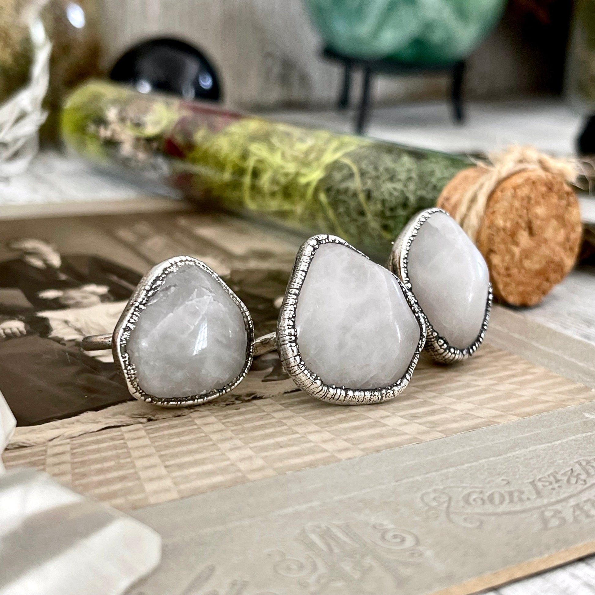 Rose Quartz Small Stone Ring in Fine Silver Size 5 6 7 8 9 10 / Foxlark Collection