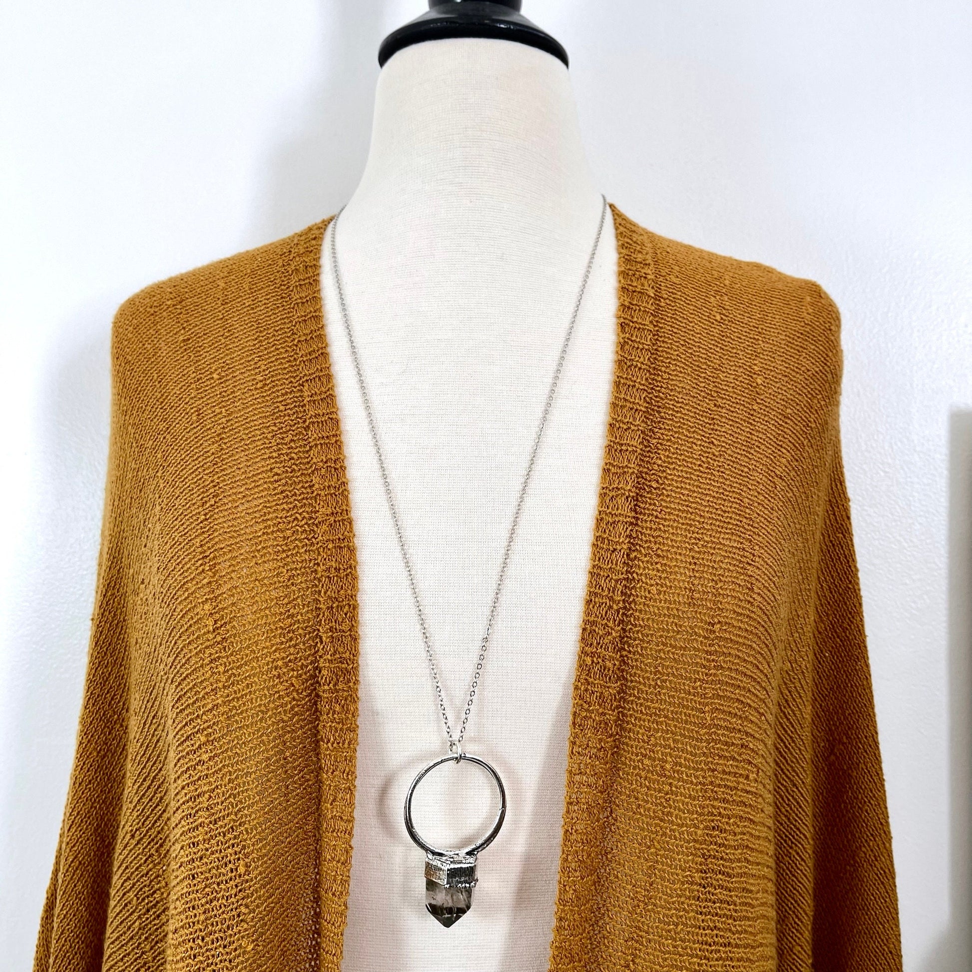 Smoky Quartz Necklace Big Silver Crystal Necklace / Foxlark Collection - One of a Kind - Foxlark Crystal Jewelry