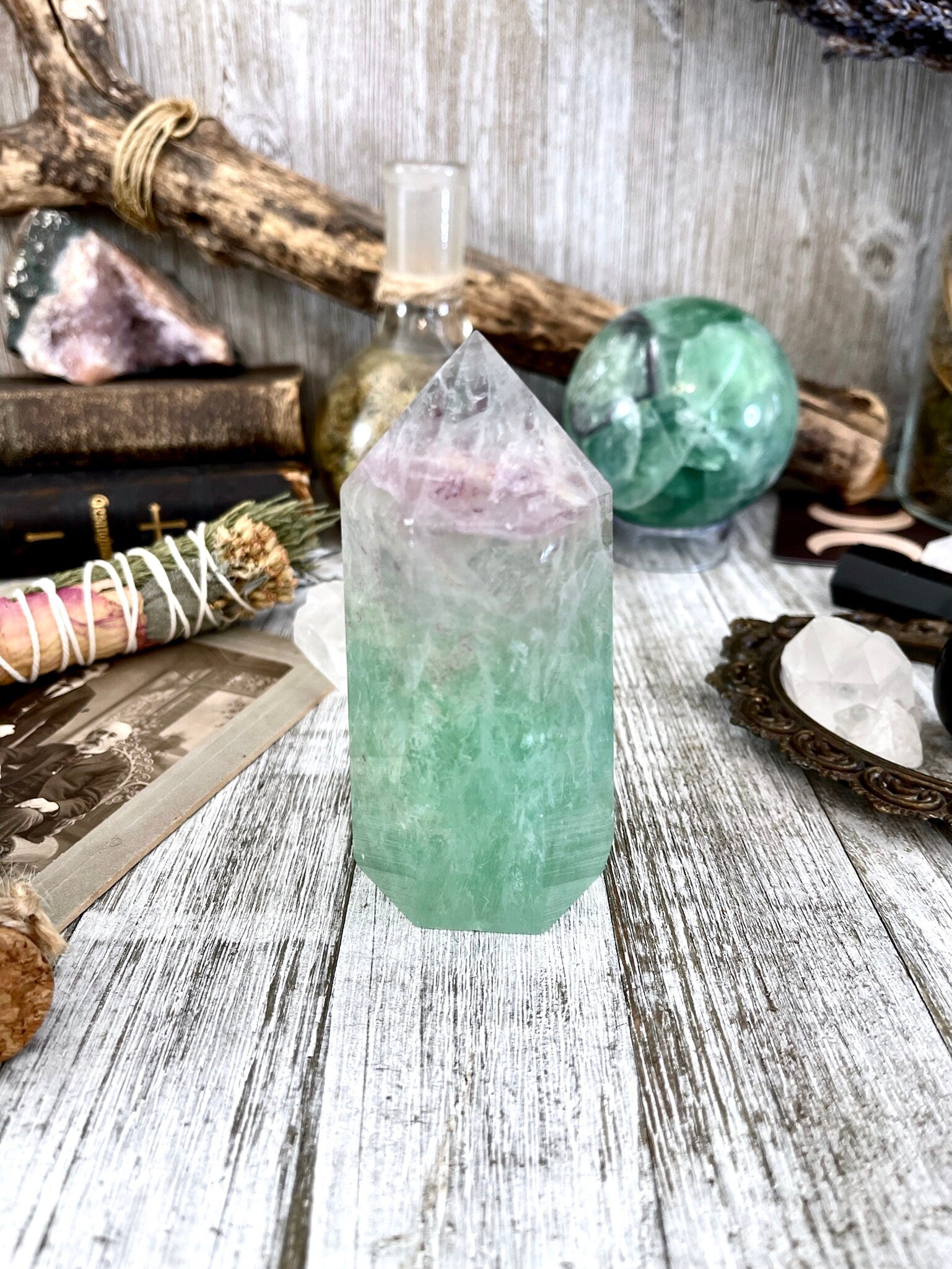 Self Standing Fluorite Crystal Point / FoxlarkCrystals - Foxlark Crystal Jewelry