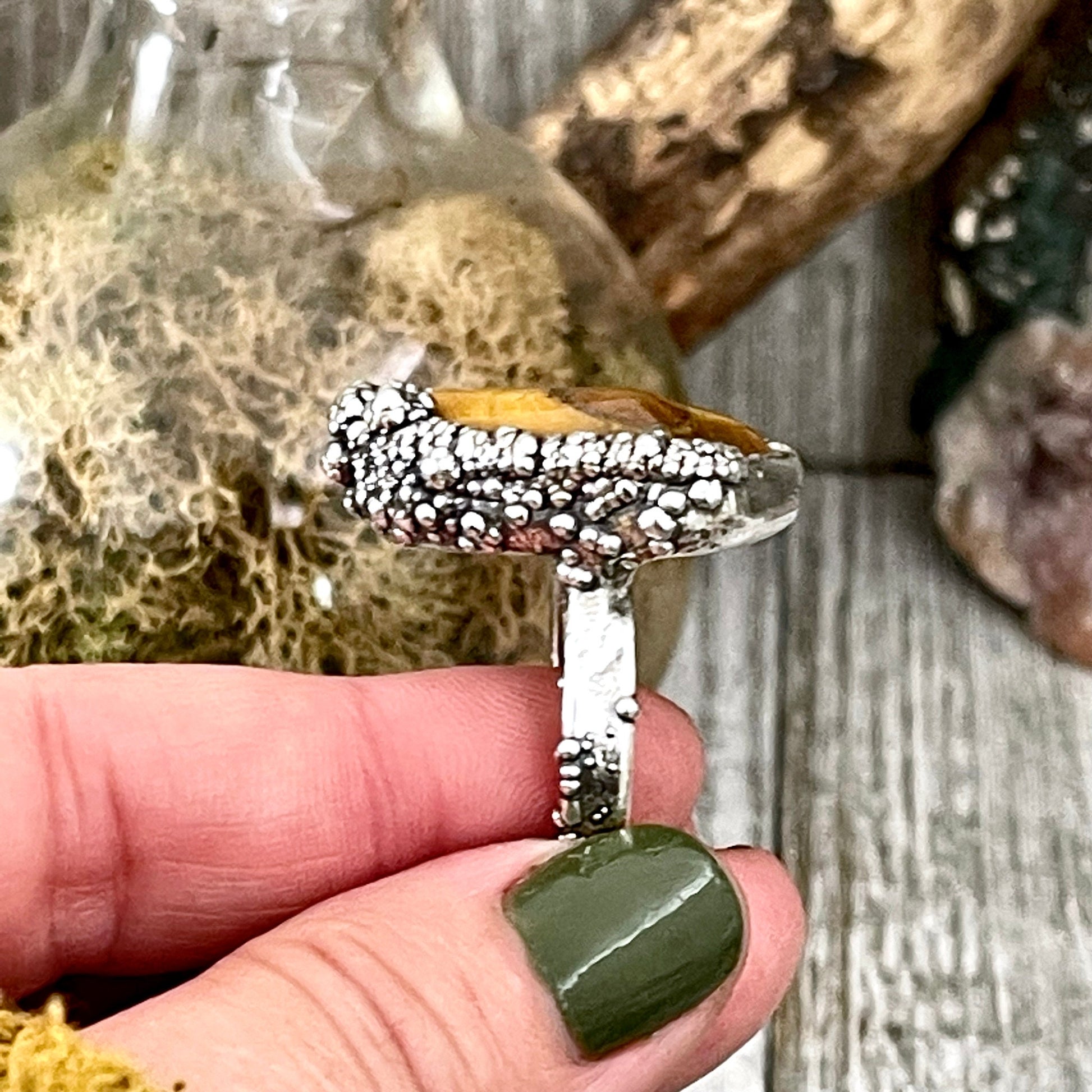 Size 10 Tigers Eye Ring in Fine Silver / Foxlark Collection - One of a Kind - Foxlark Crystal Jewelry