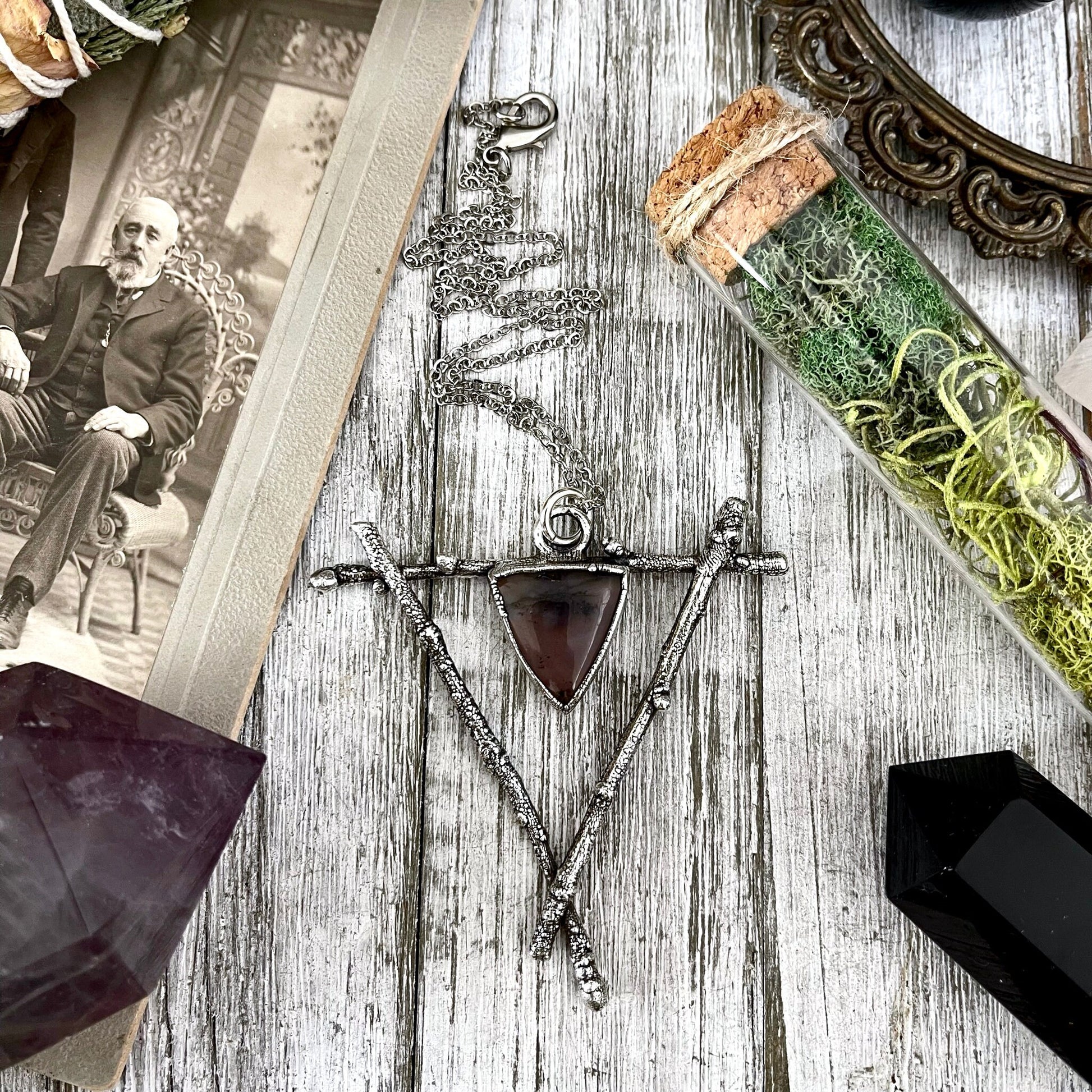 Sticks & Stones Collection- Amethyst Sage Crystal Necklace in Fine Silver / - Foxlark Crystal Jewelry