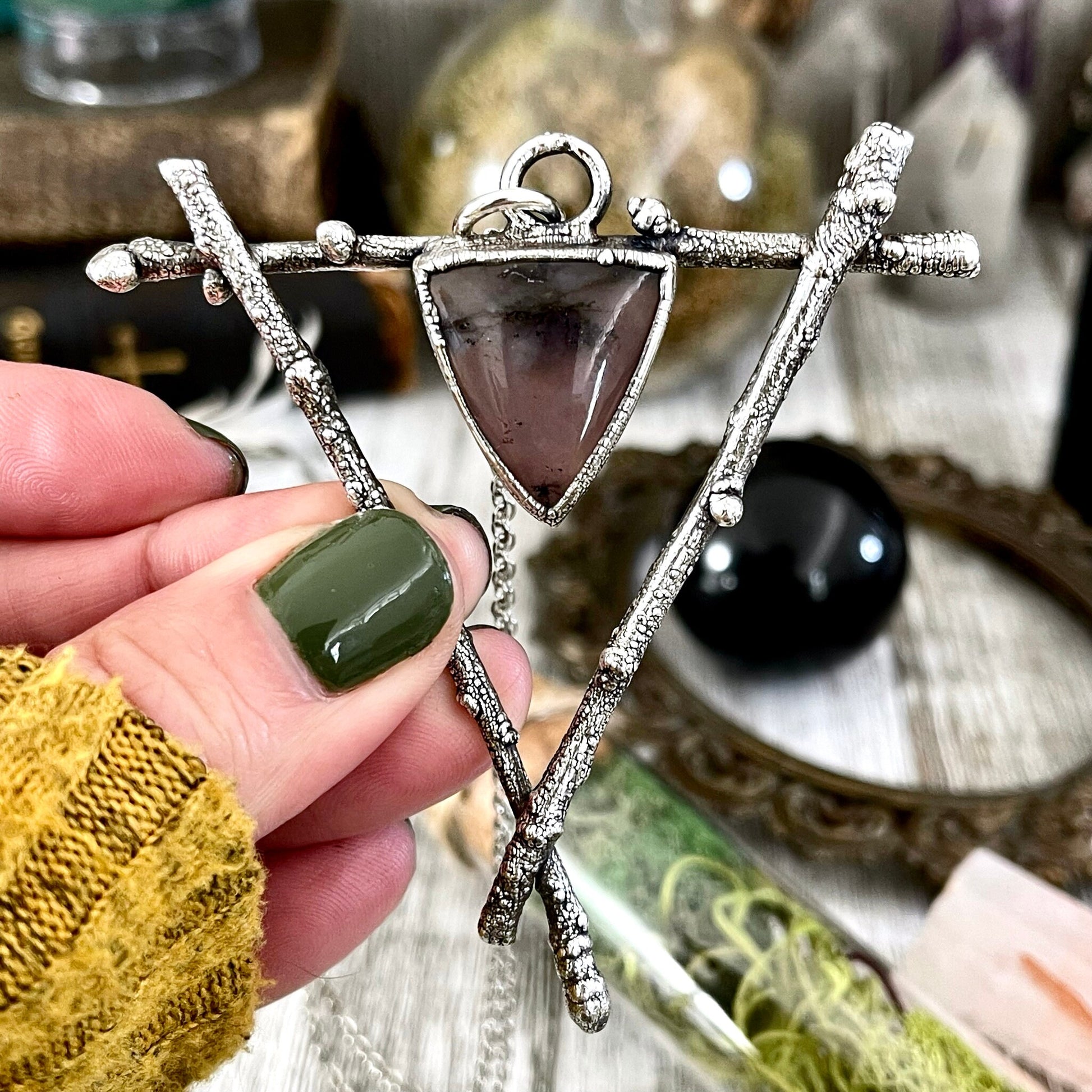 Sticks & Stones Collection- Amethyst Sage Crystal Necklace in Fine Silver / - Foxlark Crystal Jewelry
