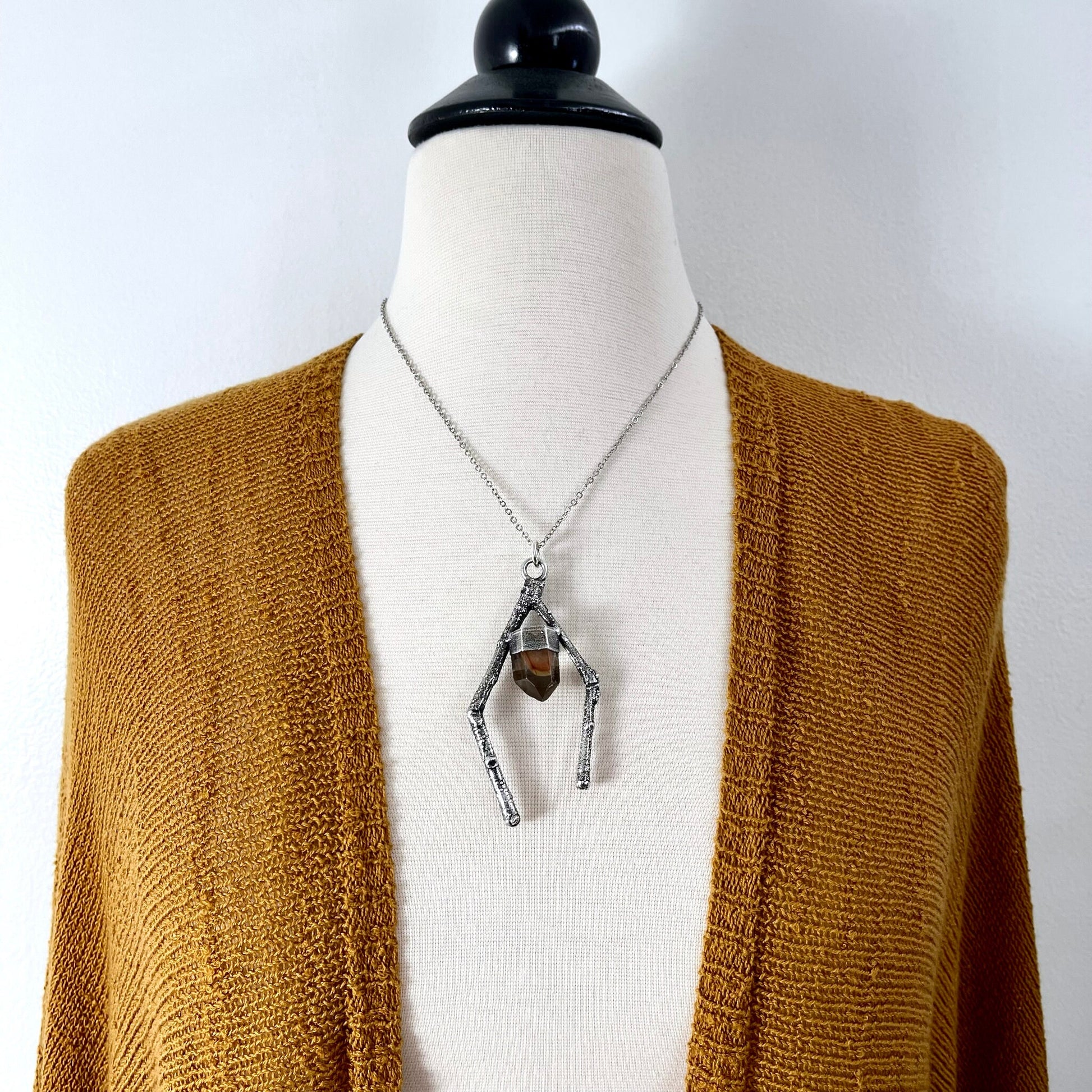 Sticks & Stones Collection- Garden Quartz Crystal Necklace in Silver / - Foxlark Crystal Jewelry