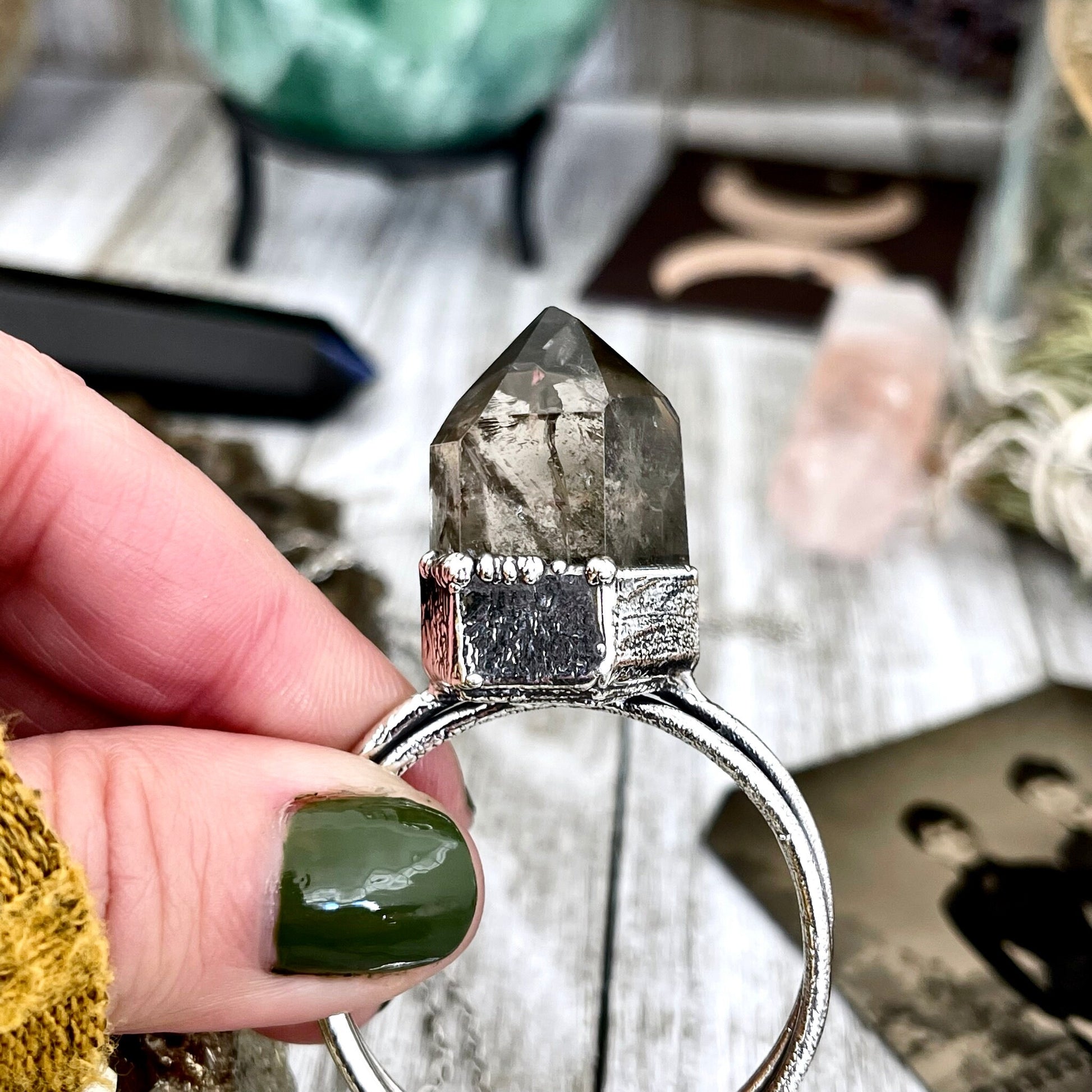 Smoky Quartz Necklace Big Silver Crystal Necklace / Foxlark Collection - One of a Kind - Foxlark Crystal Jewelry